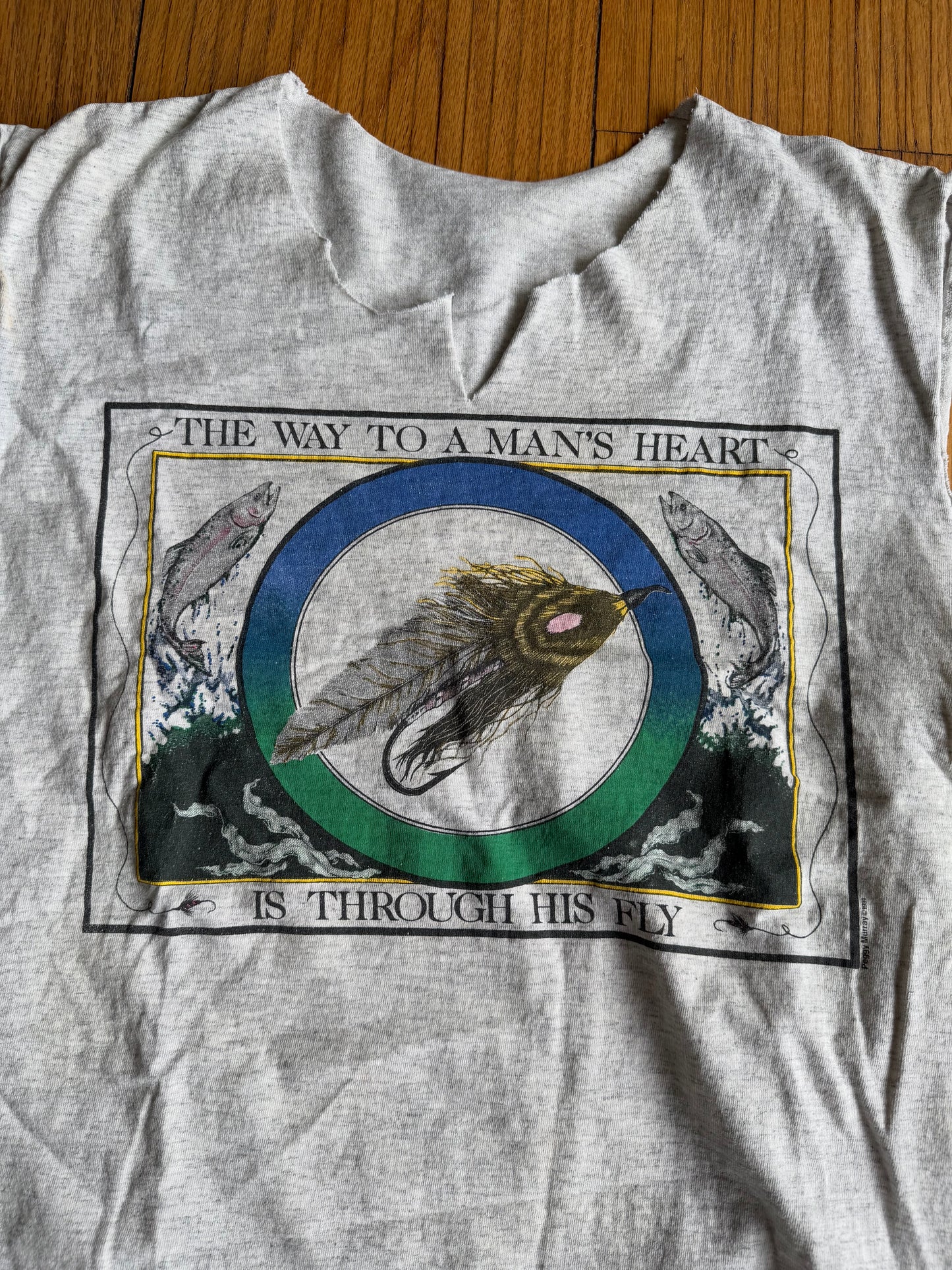 Vintage Through His Fly Fishing Cut Tank Top- M