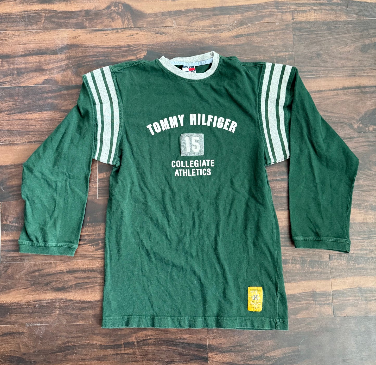 Vintage Tommy Hilfiger Collegiate Athletics Green 3/4 Sleeve T-Shirt- S