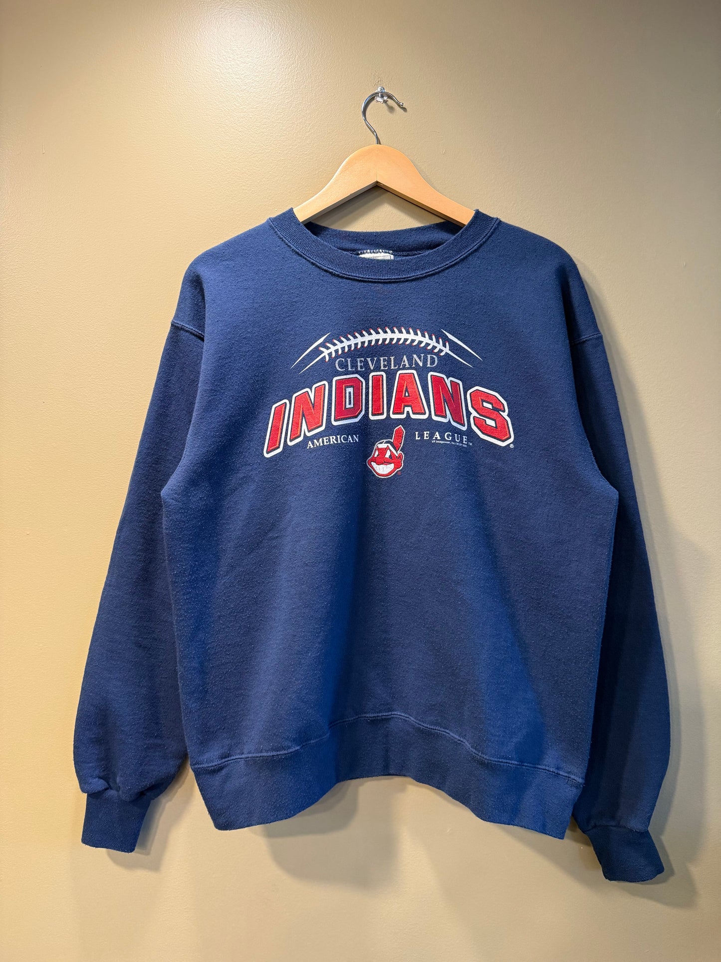 Vintage Cleveland Indians MLB Navy Blue Crewneck Sweatshirt- M