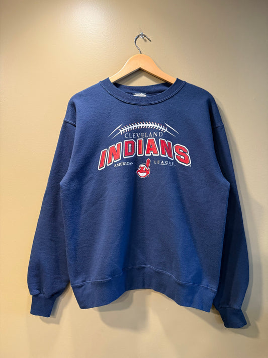 Vintage Cleveland Indians MLB Navy Blue Crewneck Sweatshirt- M
