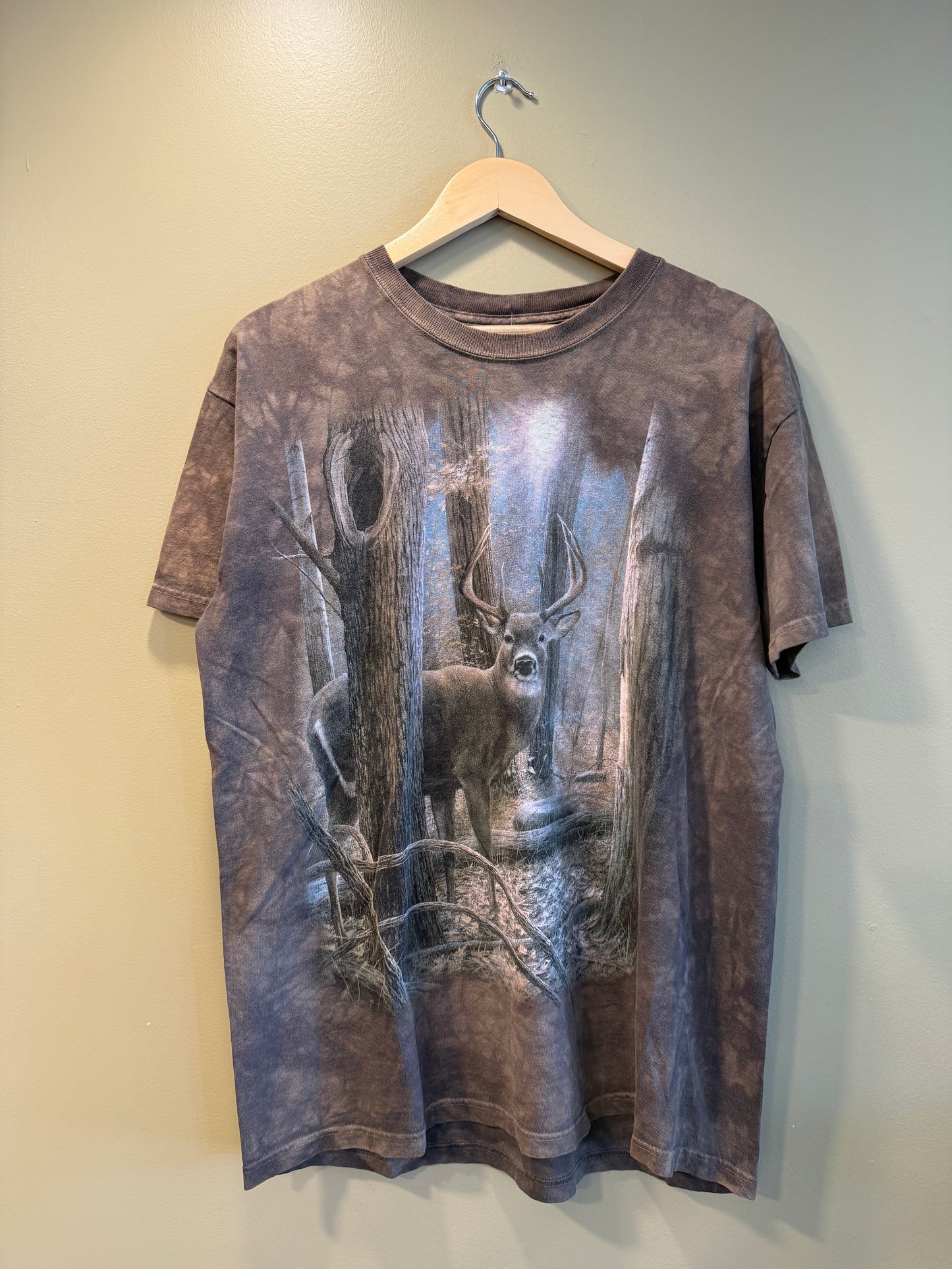 Vintage The Mountain Whitetail Deer Nature Brown T-Shirt- L