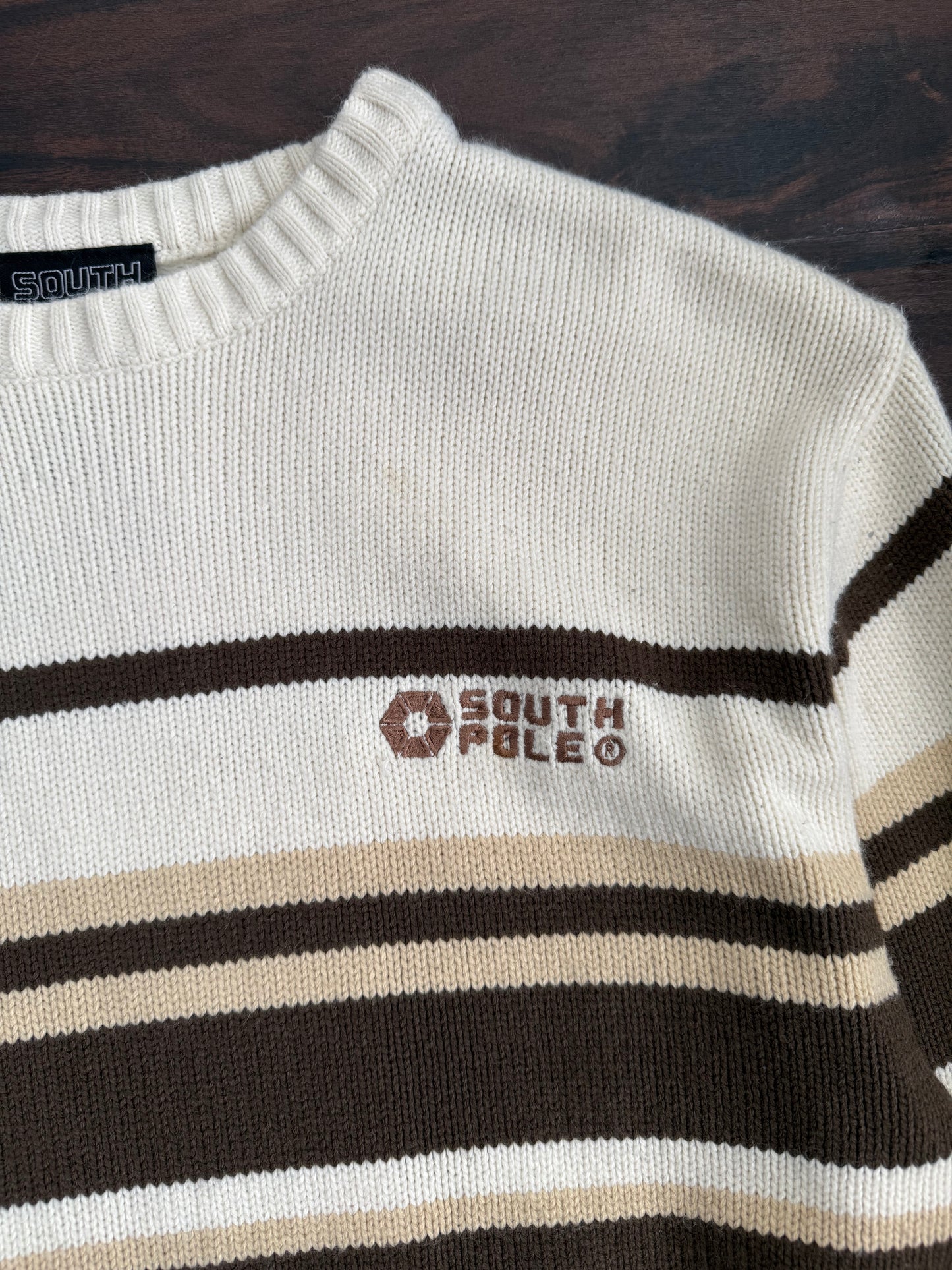 Vintage Y2K South Pole Brown Striped Sweater- M