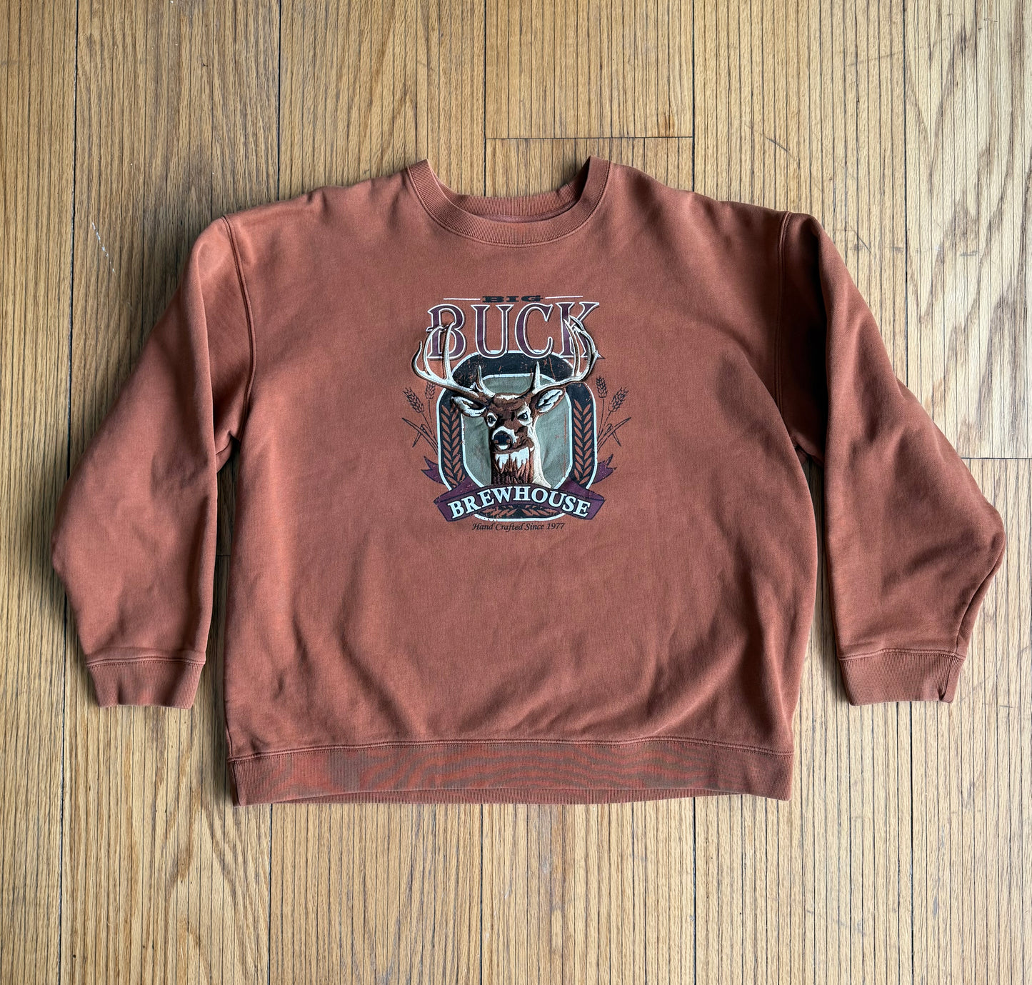 Vintage Buck Brewhouse Deer Burnt Orange Crewneck Sweatshirt- XL