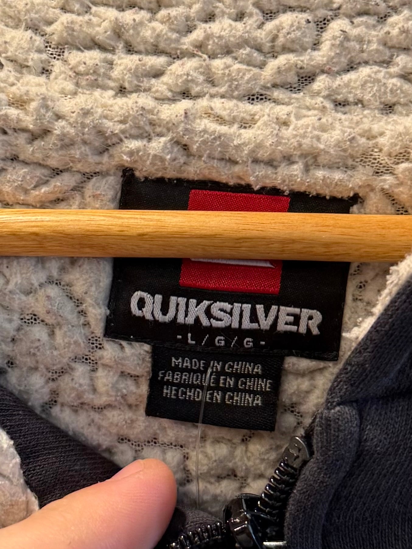 Vintage Y2K Quiksilver Surfer Sherpa Lined Hoodie Sweatshirt- L