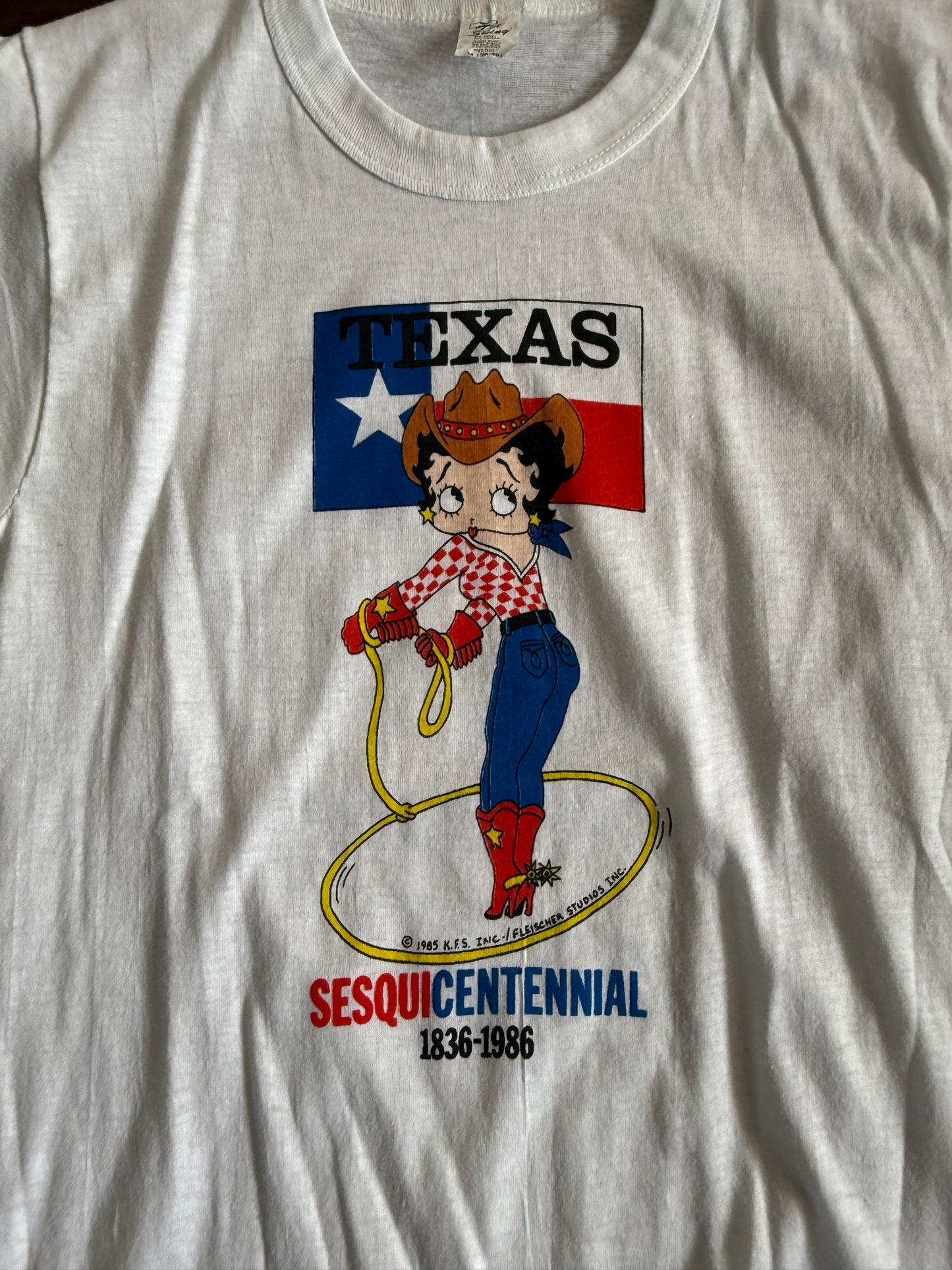 Vintage 1986 Betty Boop Texas Sesquicentennial T-Shirt- S