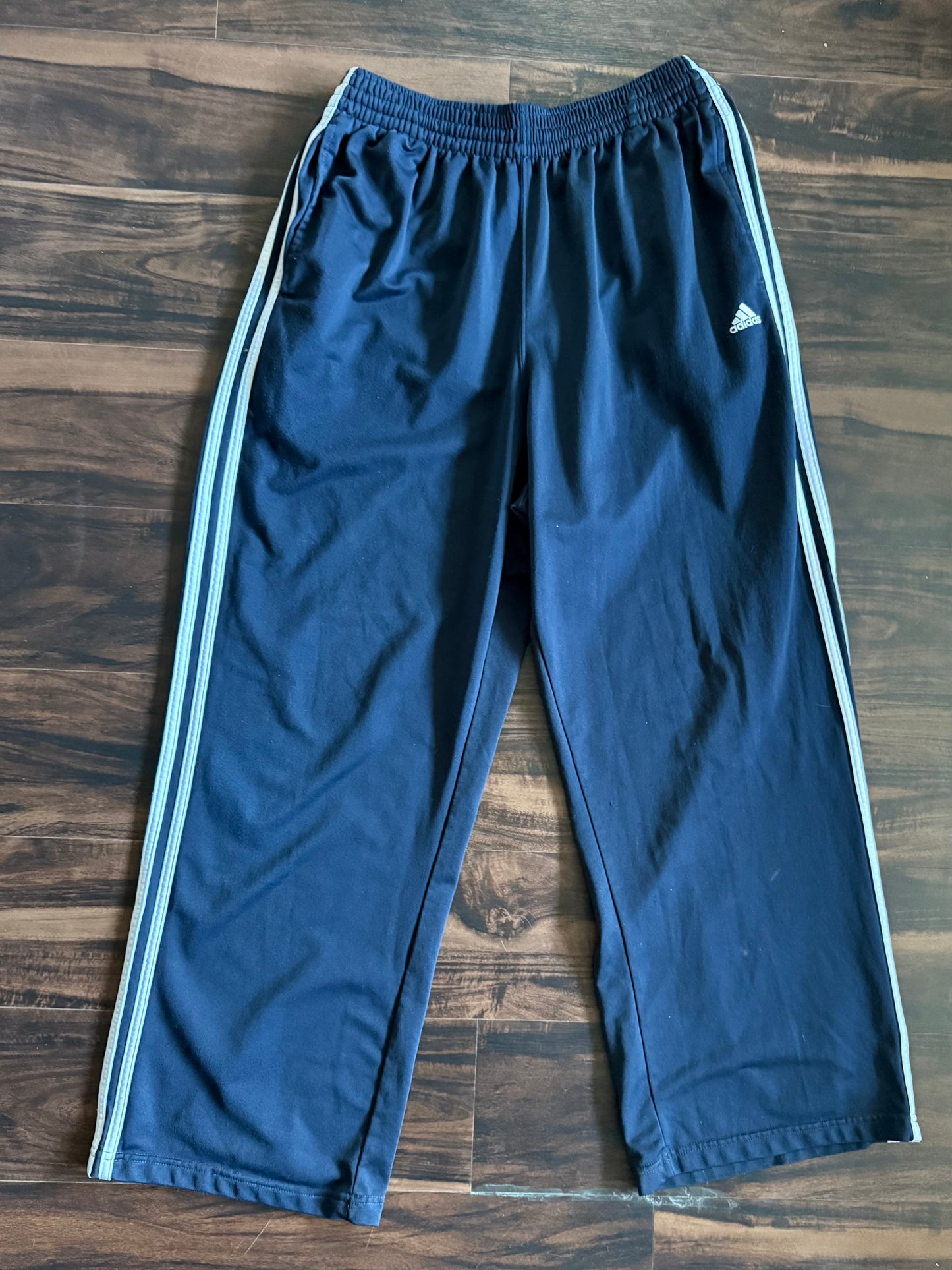 Vintage Adidas Black Striped Athletic Track Pants- 34x29