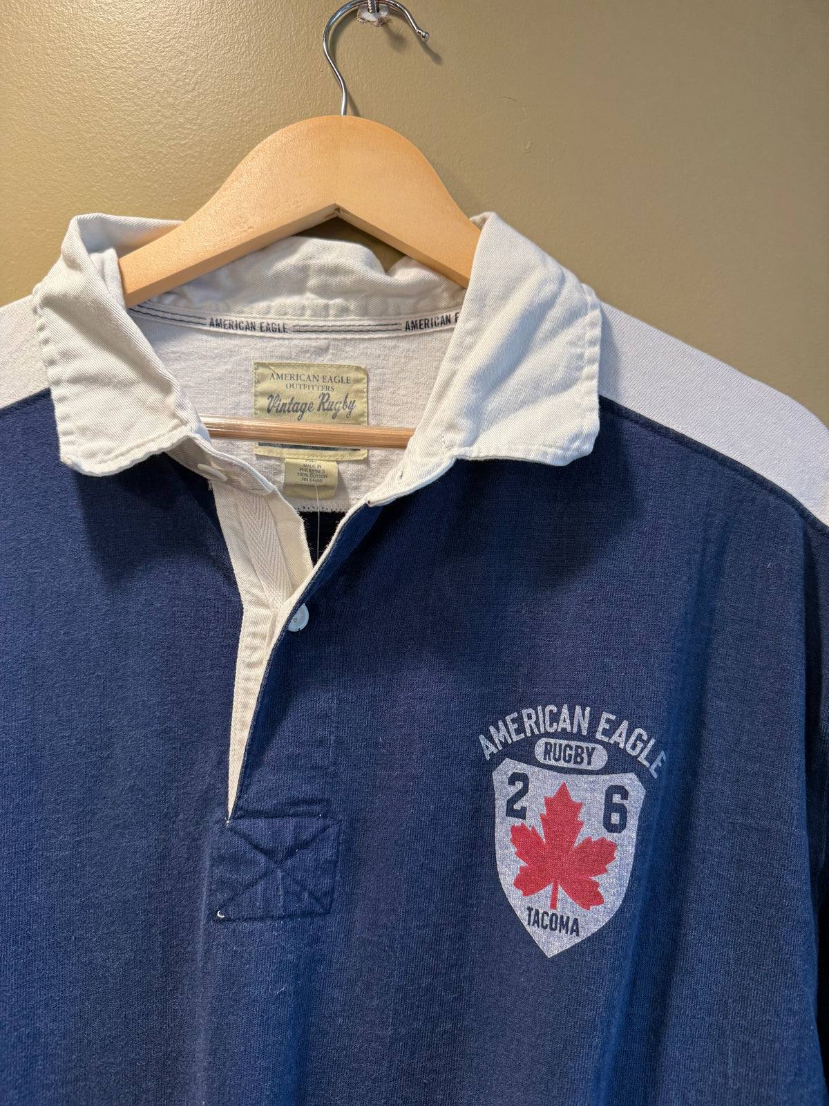 Vintage American Eagle Tacoma Maple Leaf Rugby Shirt- XL