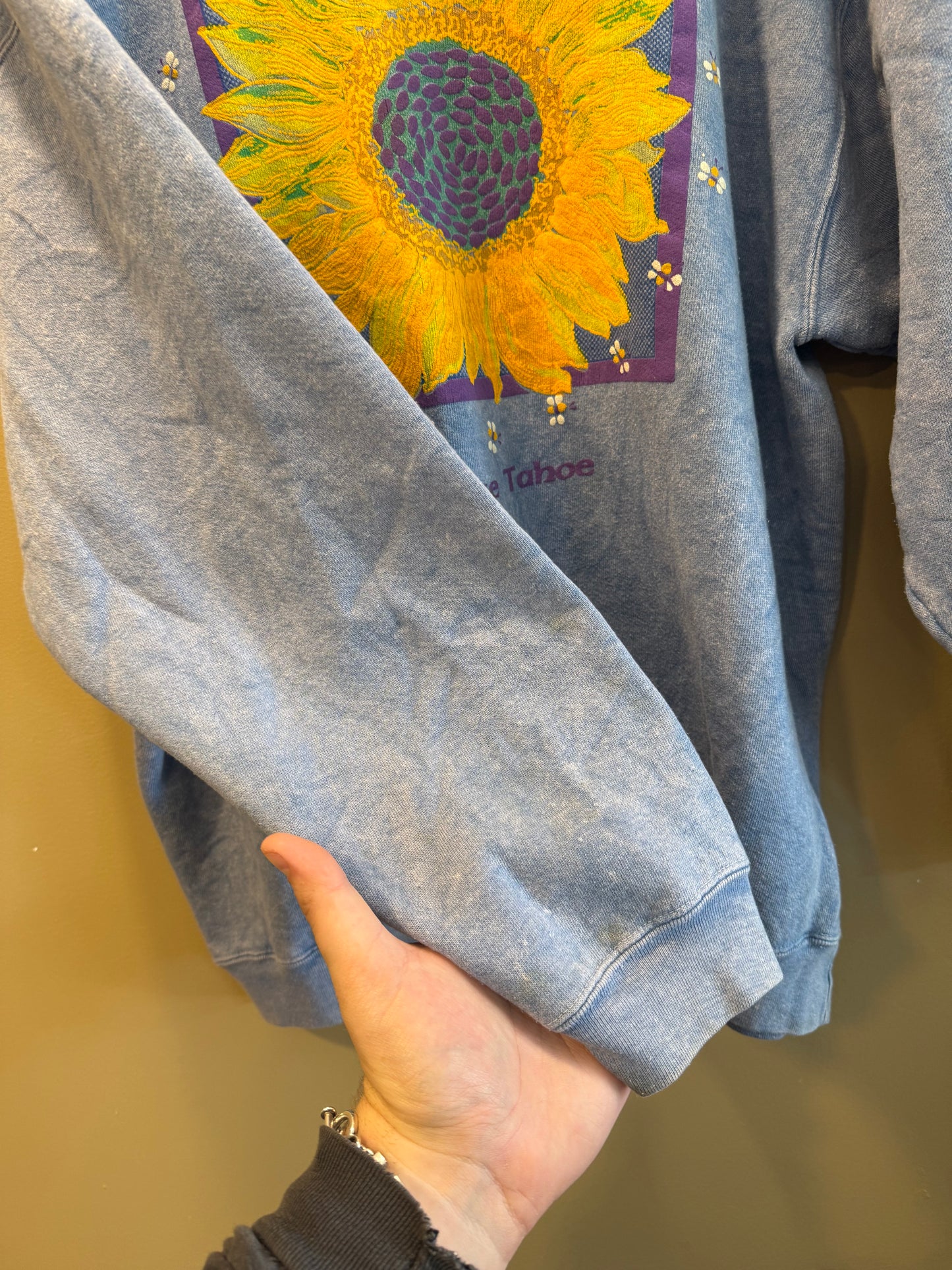 Vintage Lake Tahoe California Sunflower Crewneck Sweatshirt- XL