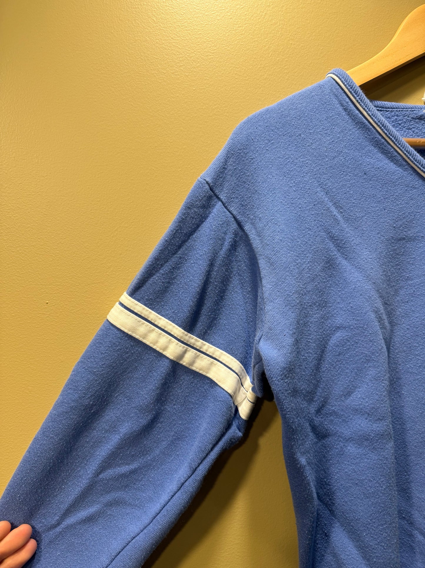Vintage Bailey Island Blue V-Neck Coastal Crewneck Sweatshirt- S