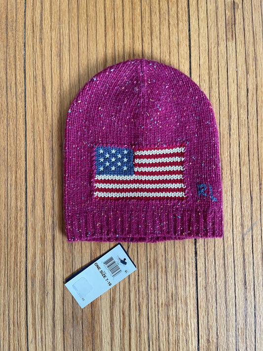 NWT Polo Ralph Lauren Pink American Flag Beanie