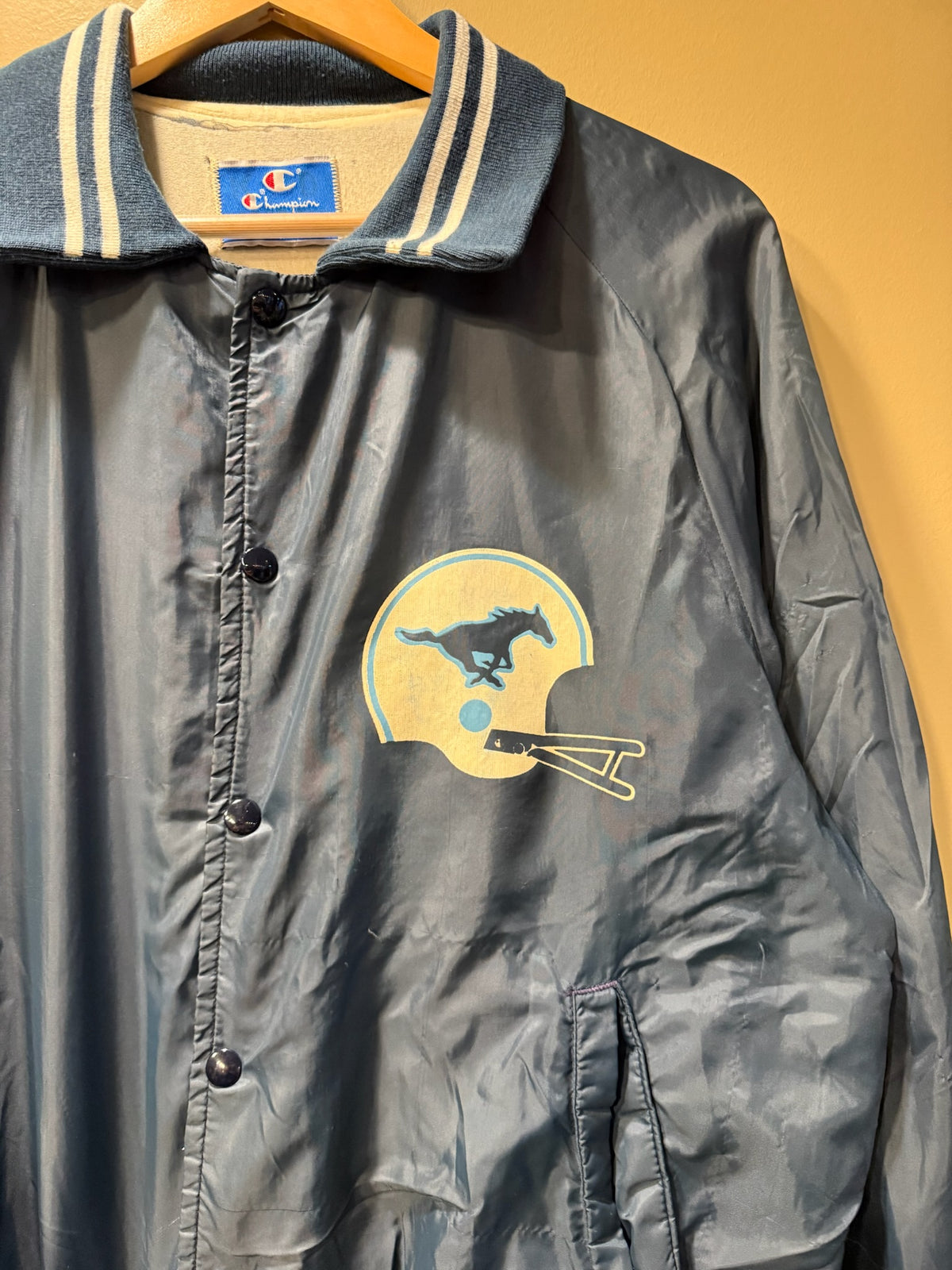 Vintage Champion SMU Mustangs Football Varsity Button Up Jacket - L