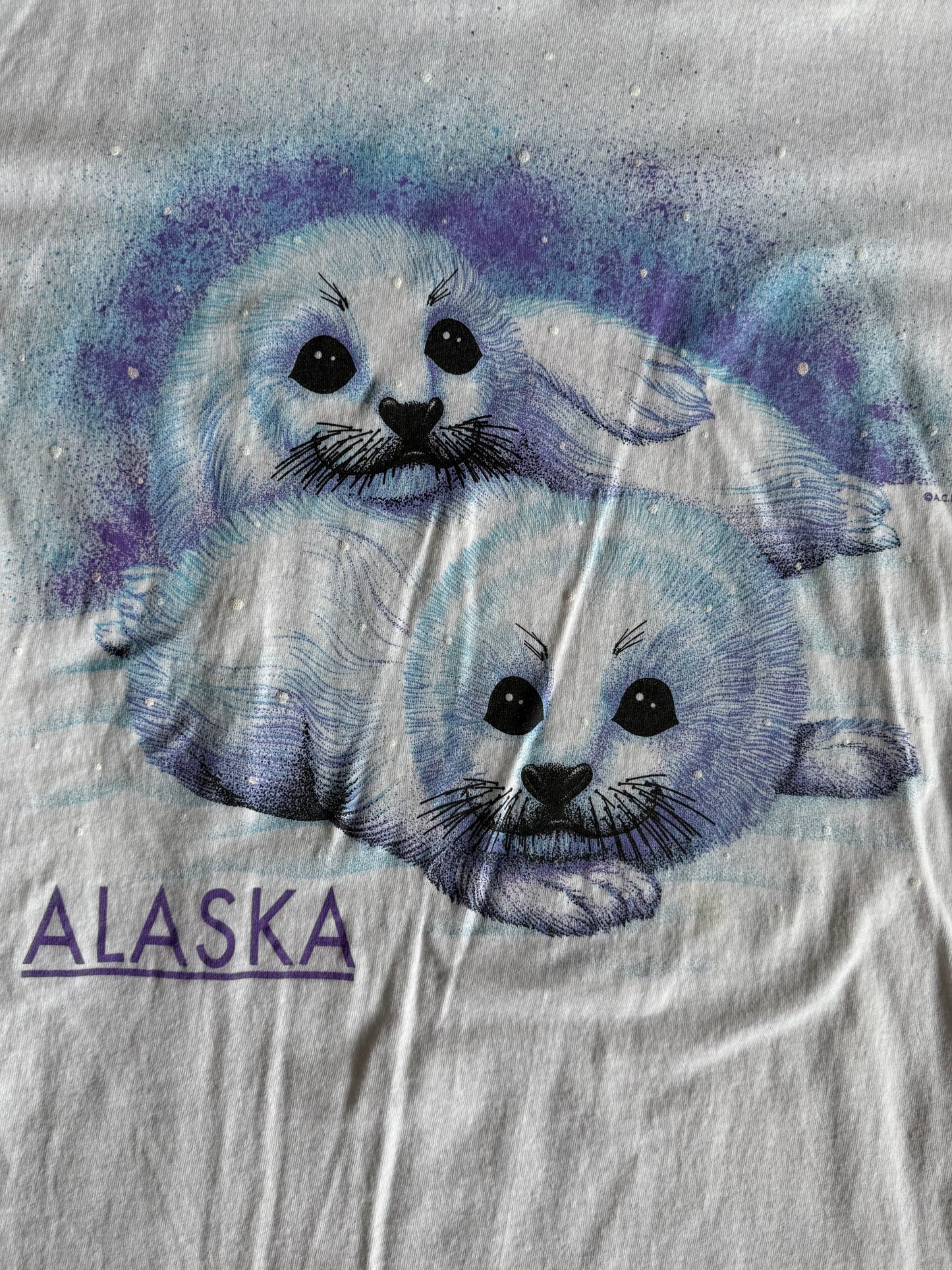 Vintage Alaska Seal Pups Nature T-Shirt- L