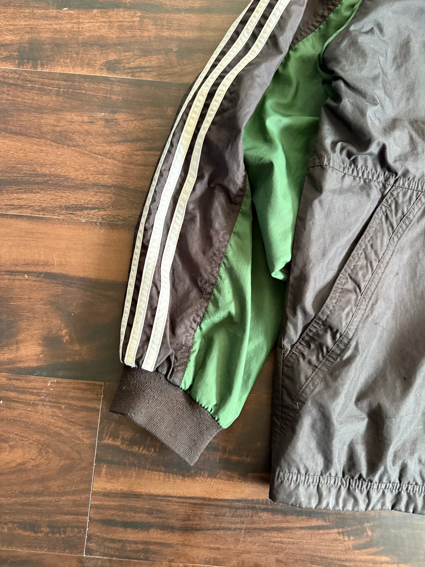 Vintage Y2K Adidas Green & Black Zip-Up Windbreaker Jacket- XL