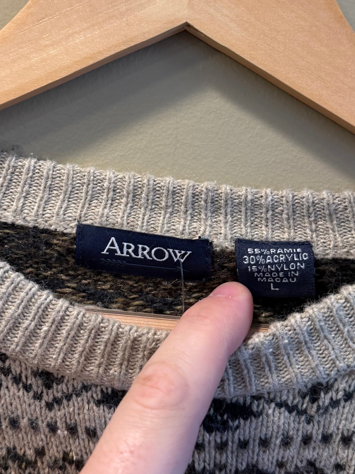 Vintage Arrow Patterned Neutrals Sweater- L