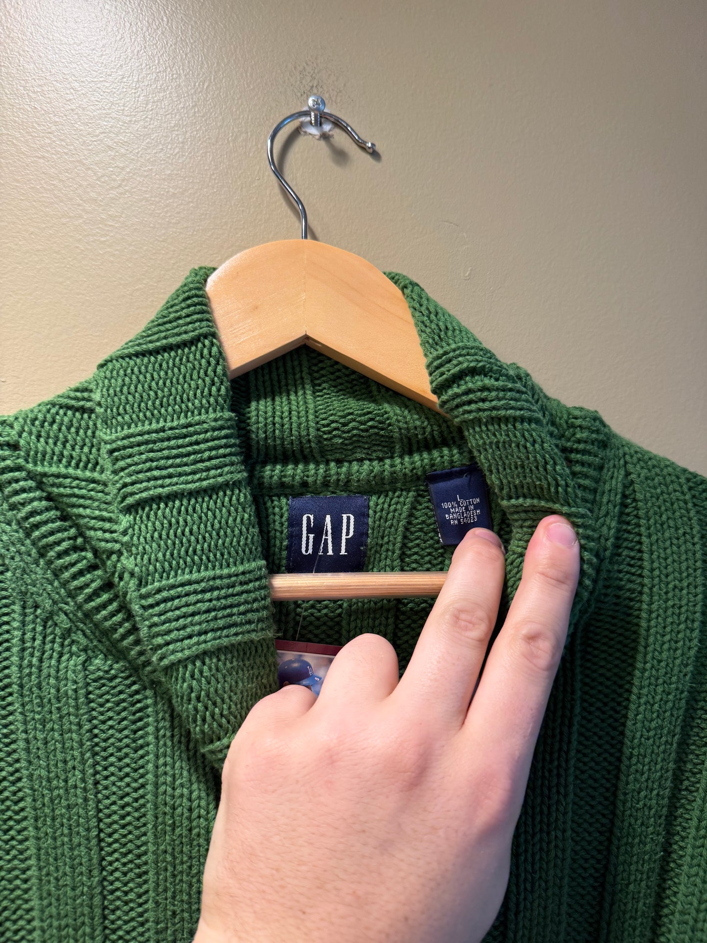 Vintage GAP Green Knit Cotton Turtleneck Sweater- L
