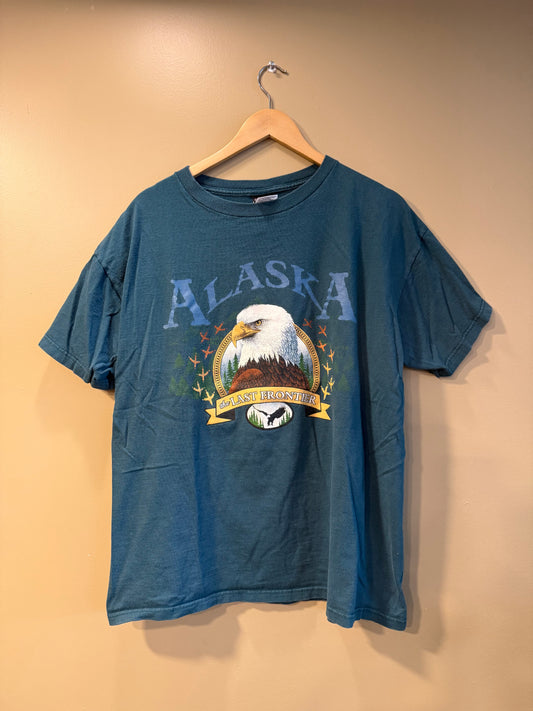 Vintage Alaska Bald Eagle Green Nature T-Shirt- L