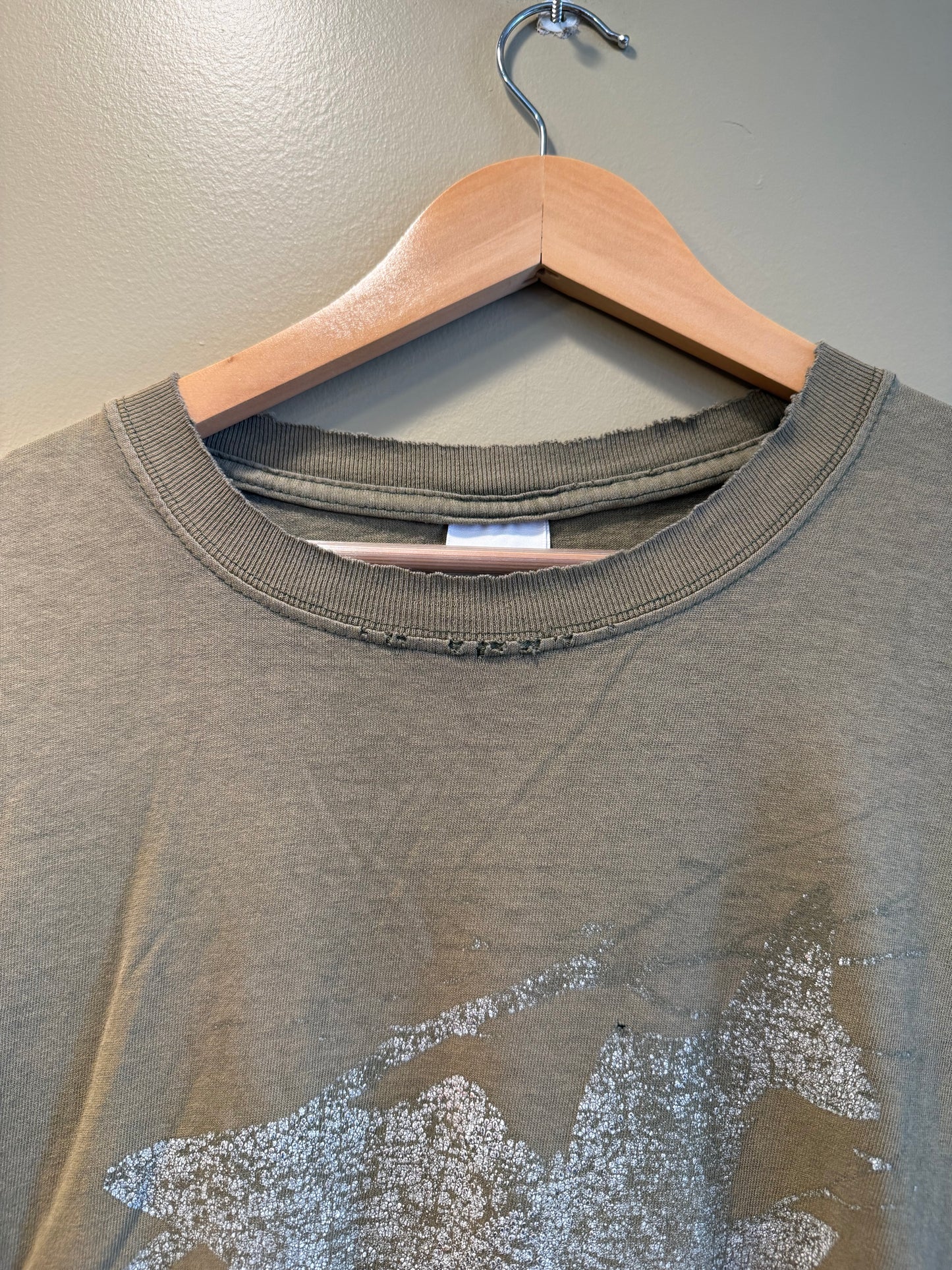 Vintage Walleye Olive Green Faded Graphic Distressed T-Shirt- XXL