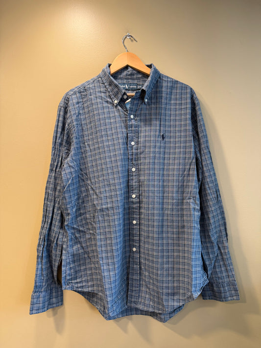 Vintage Polo Ralph Lauren Blue Checkered Button-Up Shirt- XL