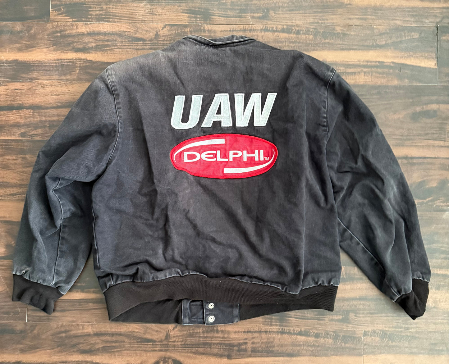 Vintage Jeff Hamilton UAW Delphi Black Racing Jacket- XL
