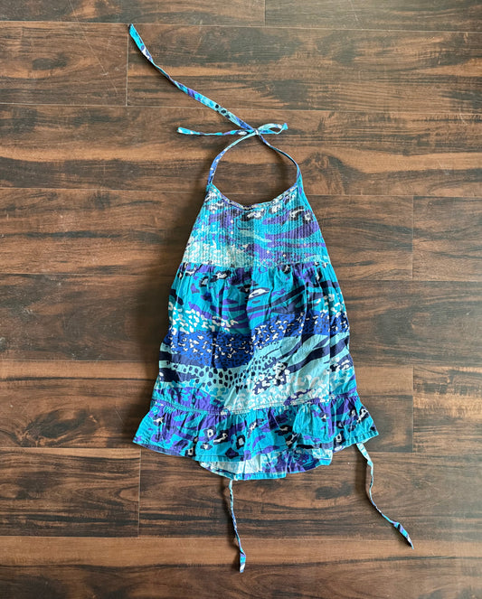Vintage Y2K Justice Patterned Blue & Purple Top- S