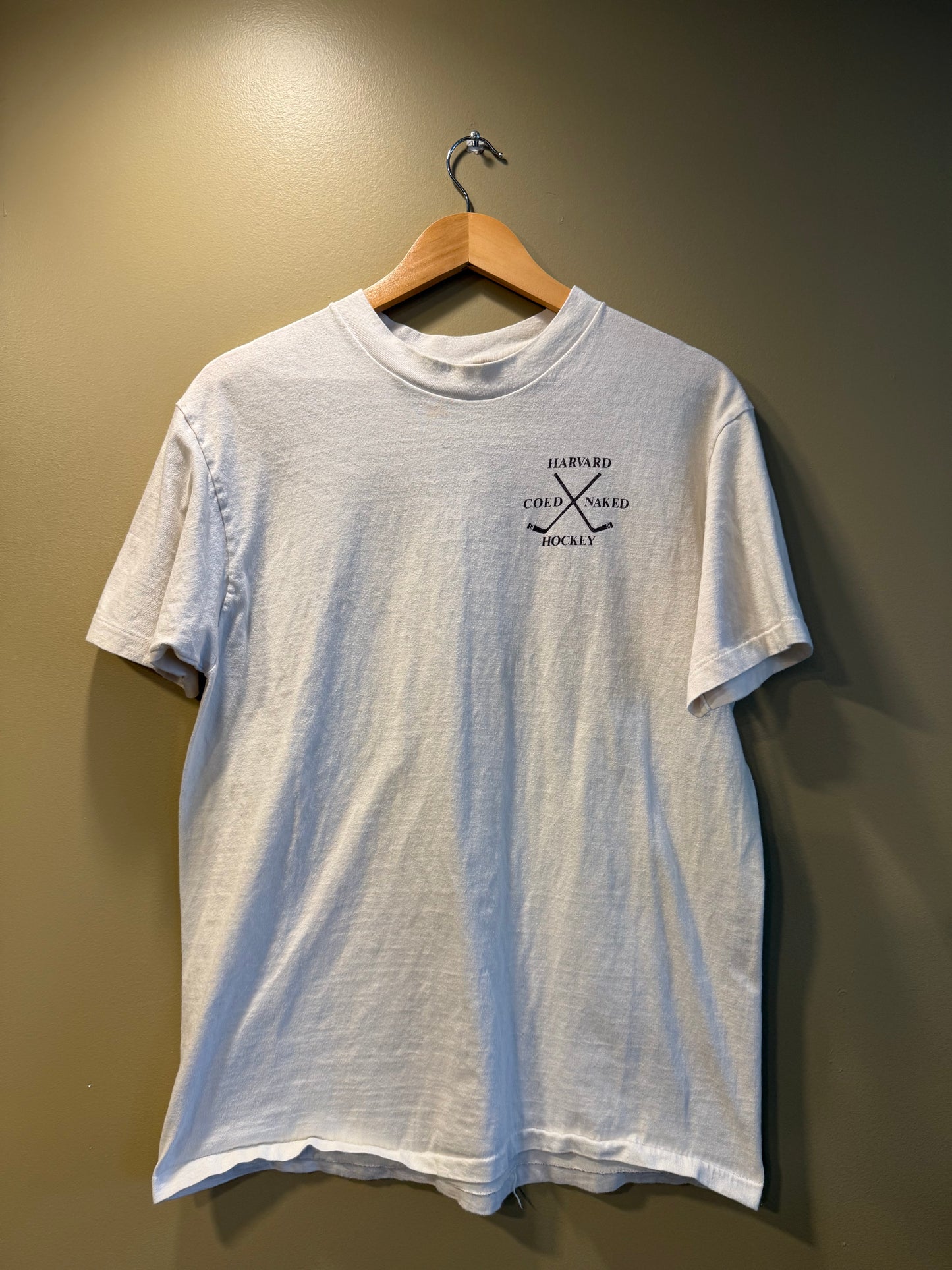 Vintage Harvard Co-Ed Naked Hockey T-Shirt- L