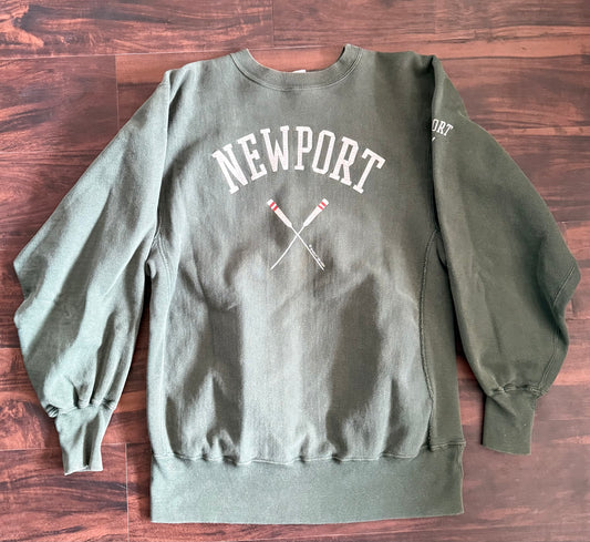 Vintage Champion Reverse Weave Newport Rowing Green Crewneck Sweatshirt- L
