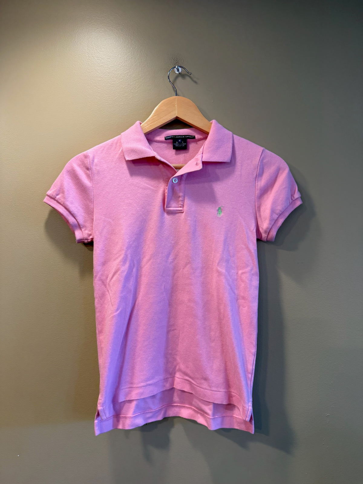 Vintage Y2K Ralph Lauren Sport Pink Woman’s Fitted Polo T-Shirt - M