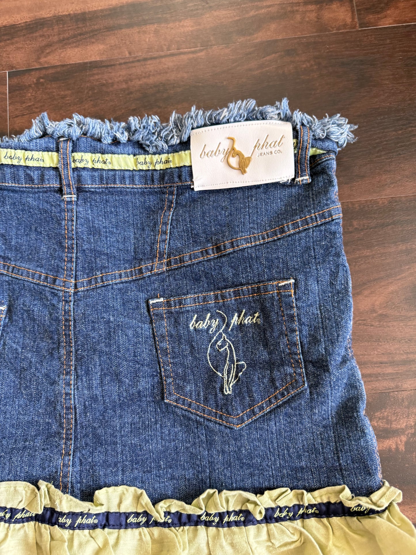 Vintage Y2K Phat Farm Ruffled Denim Skirt- 31