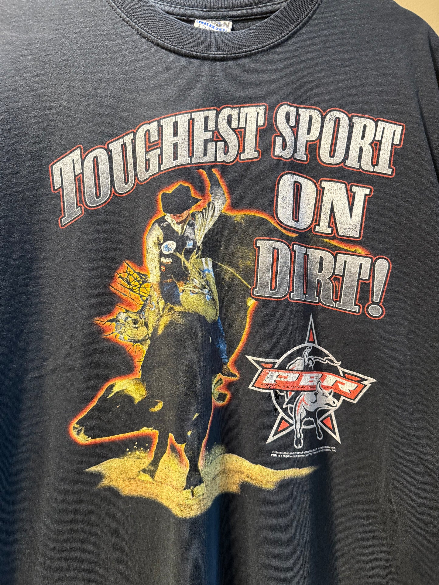 Vintage Rodeo Toughest Sport On Dirt Black T-Shirt- XL