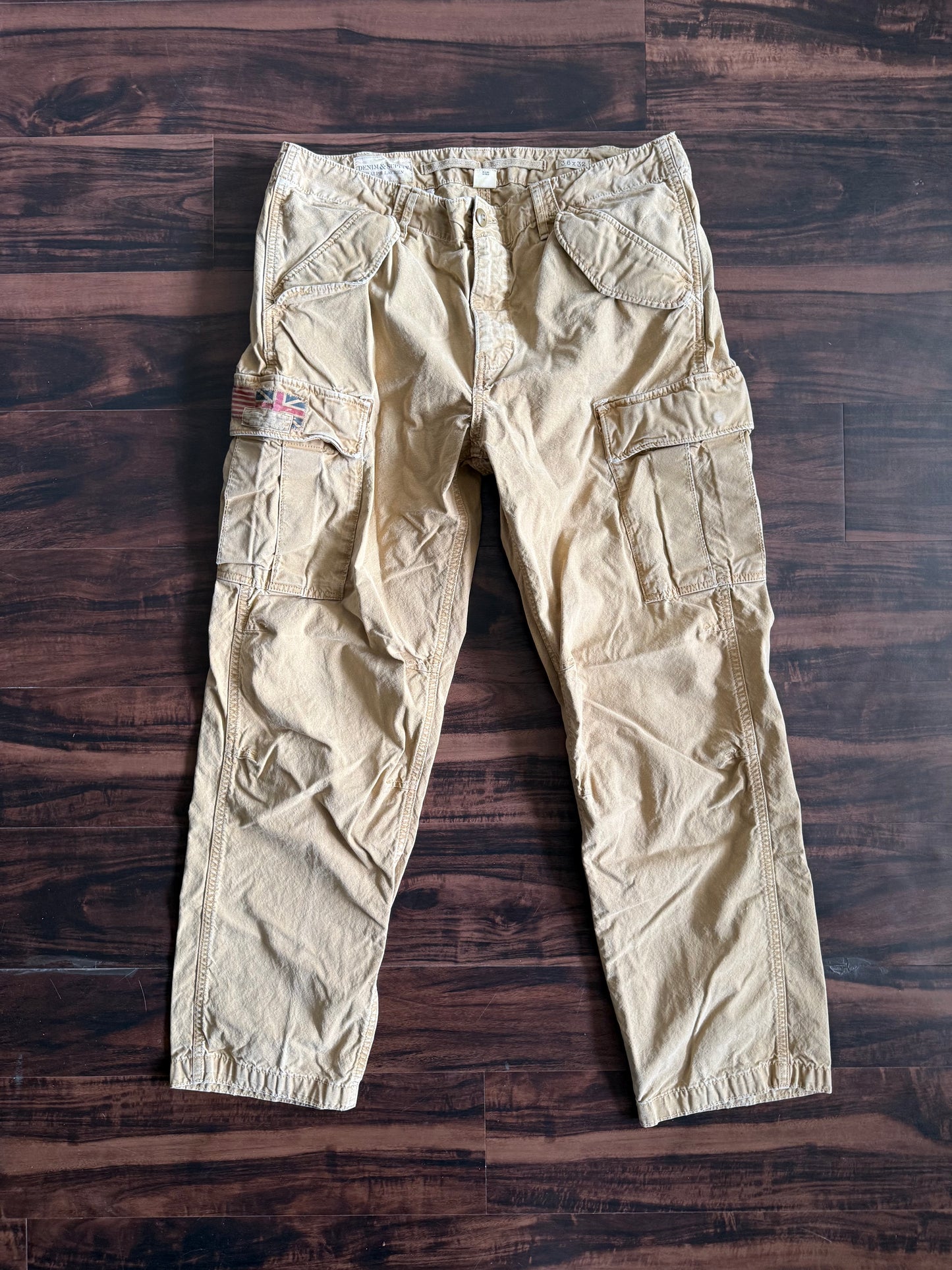 Vintage Ralph Lauren Denim & Supply Tan Cotton Canvas Cargo Pants- 36x32
