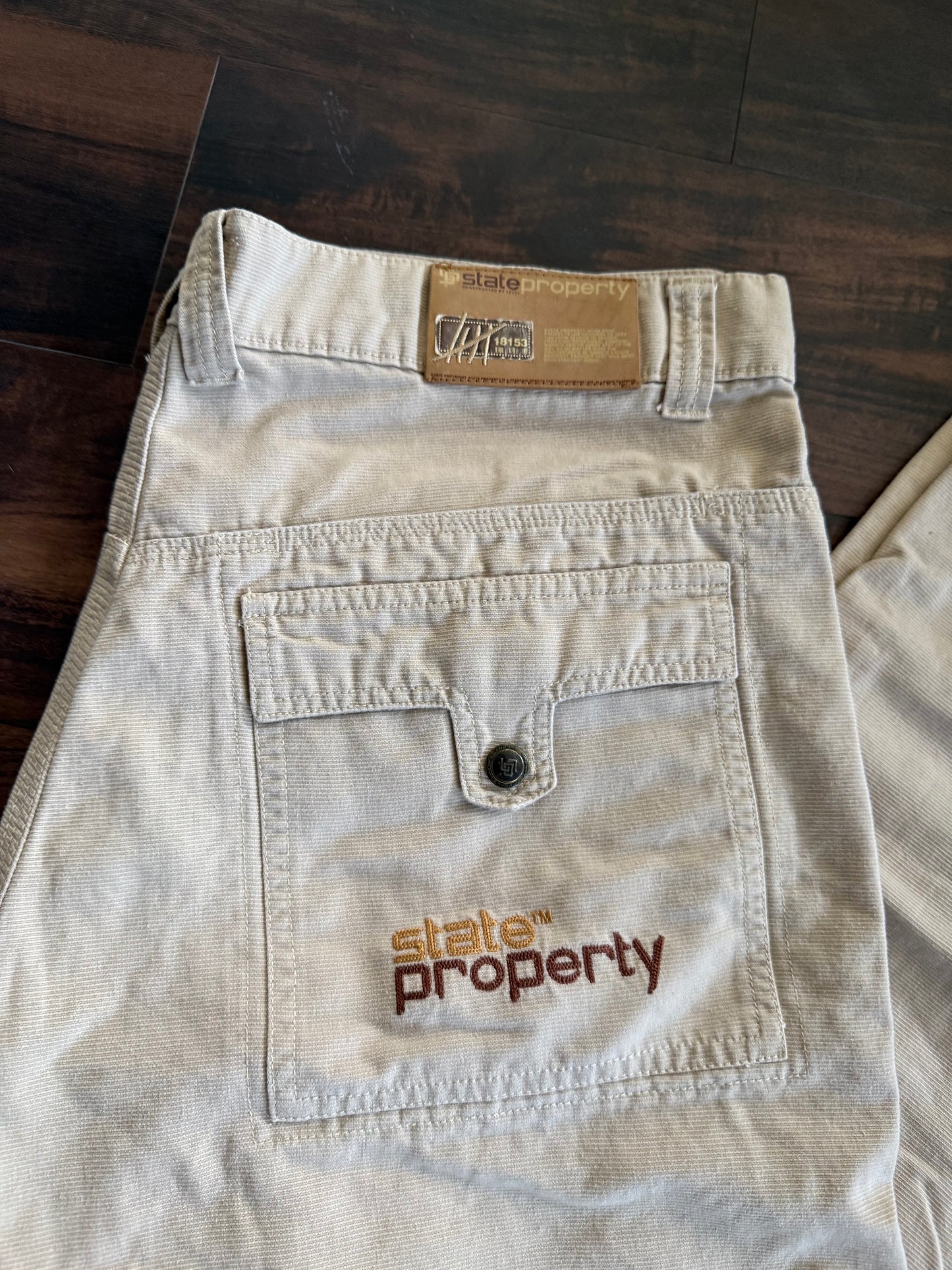 Vintage Y2K State Property Streetwear Light Tan Baggy Pants- 38x31