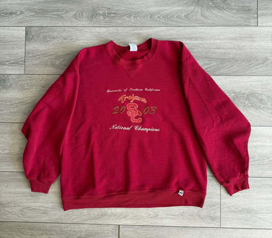 Vintage Russell Athletic University of Southern California National Champions Red Crewneck Sweatshirt- XL