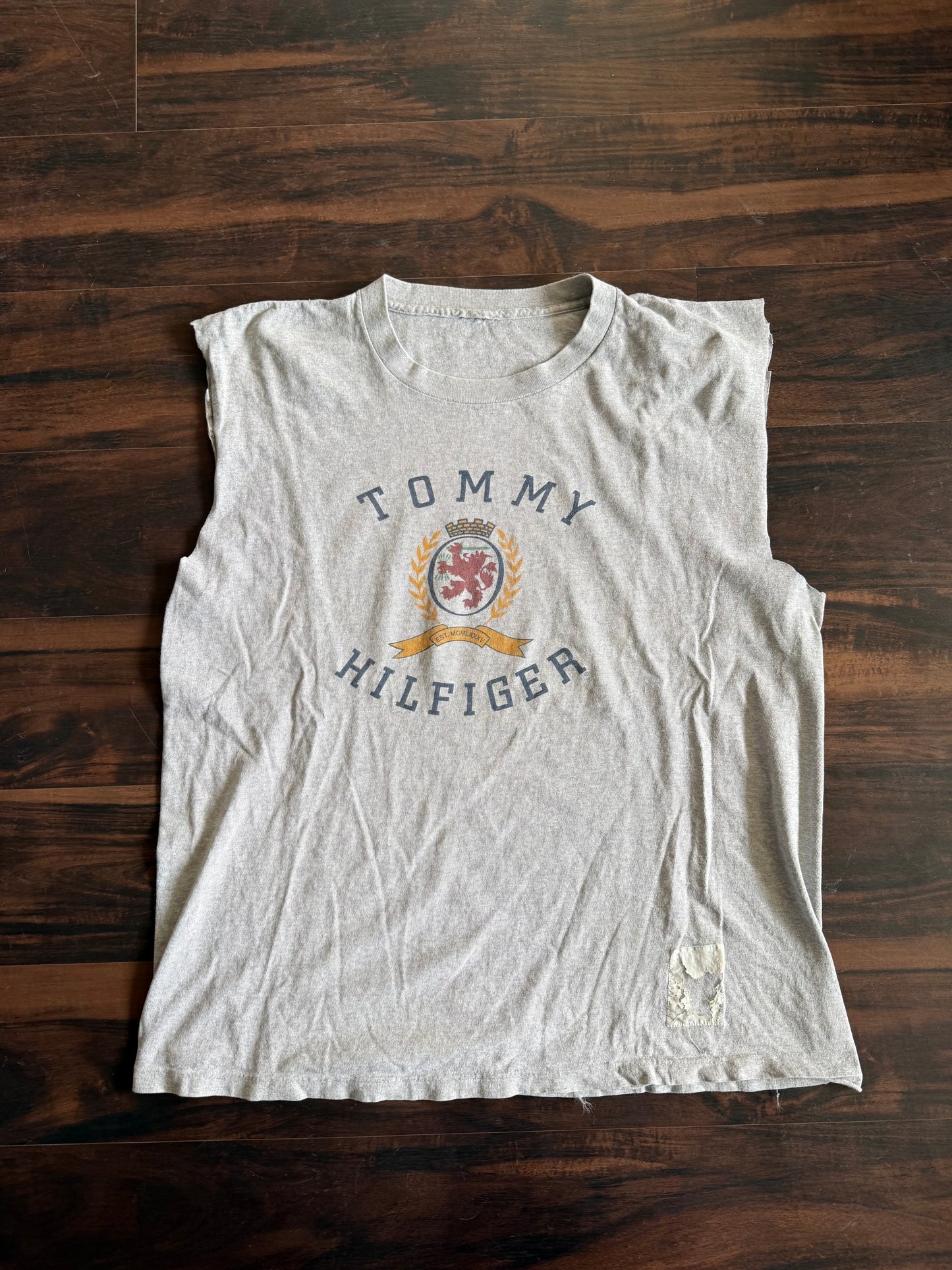 Vintage Tommy Hilfiger Gray Cut-Off Tank Top- XL