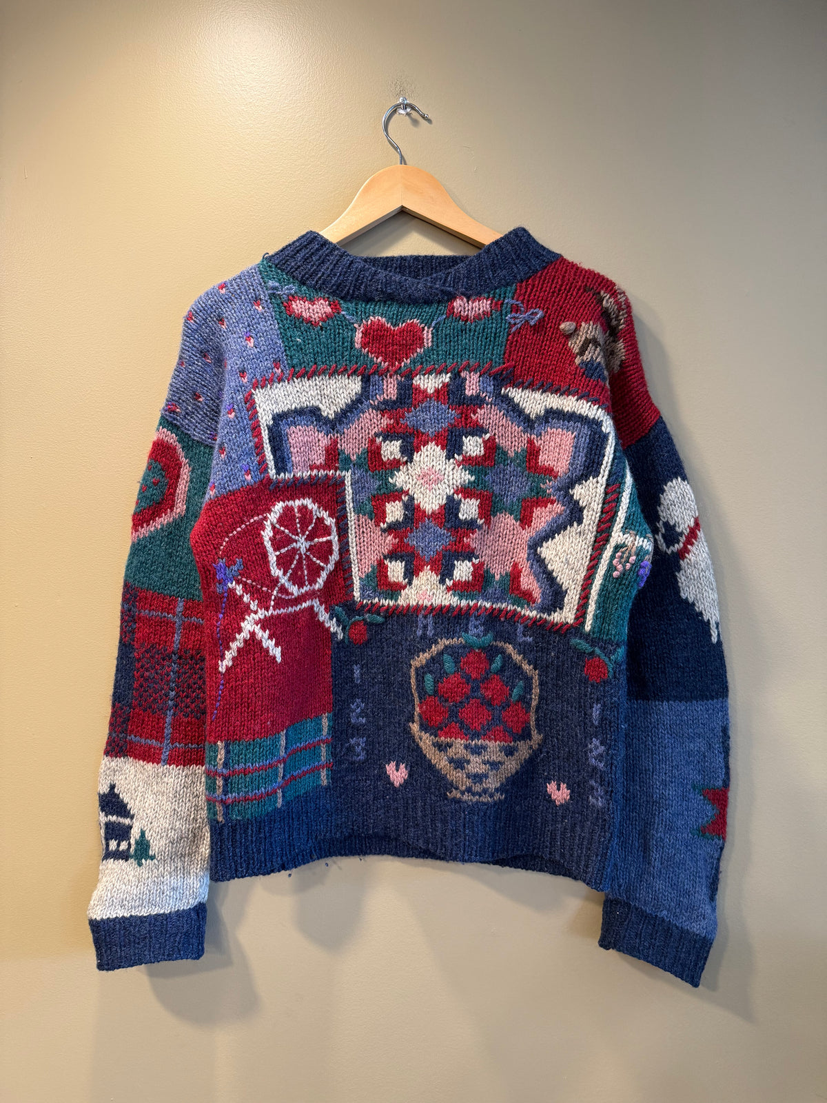 Vintage The Woolrich Woman Patchwork Wool Knit Sweater- M