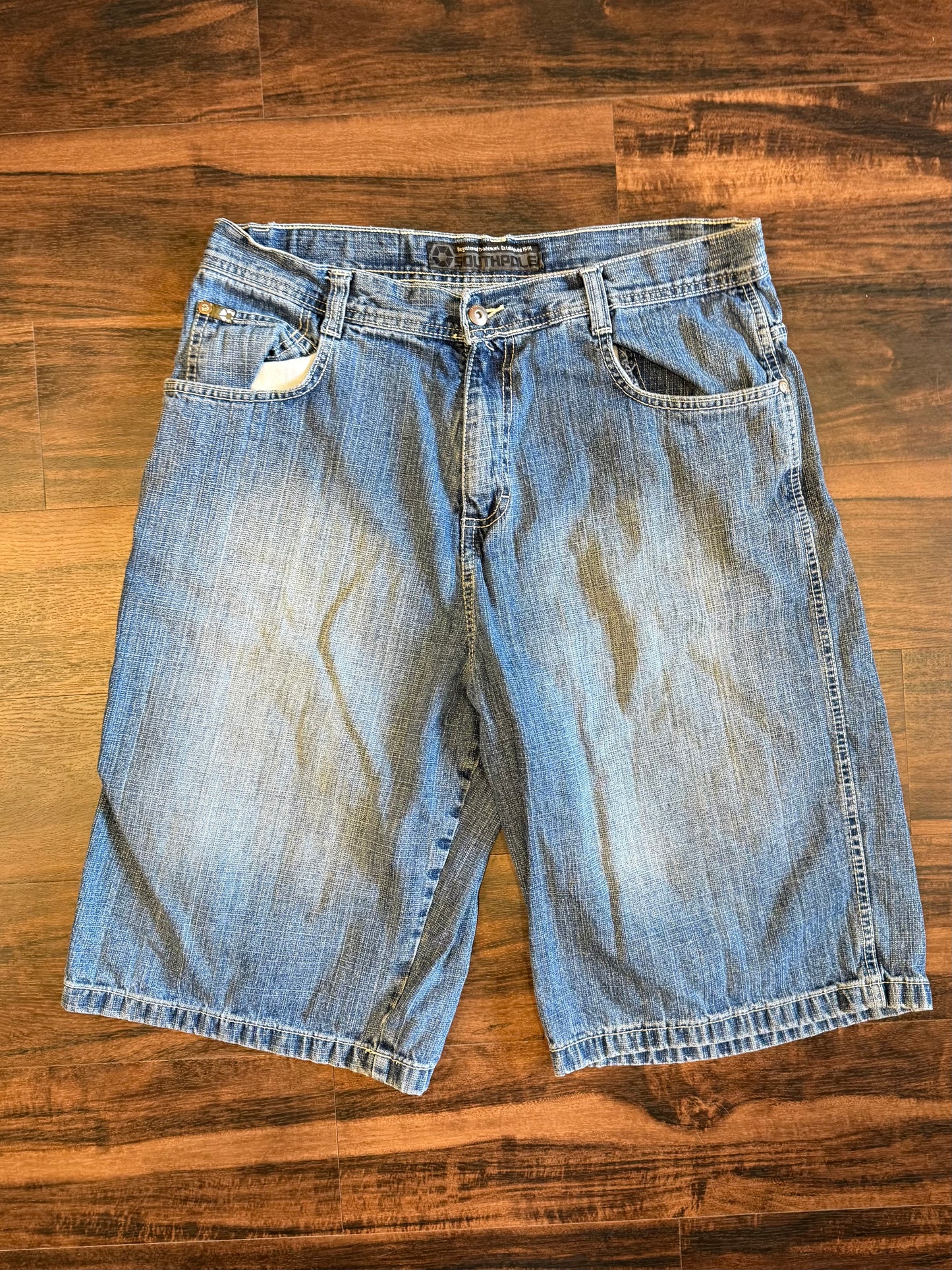 Vintage South Pole Light Wash Baggy Fit Denim Jean Shorts- 36