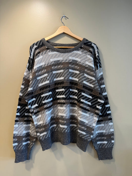 Vintage Nuetral Patterned Sweater- L/XL