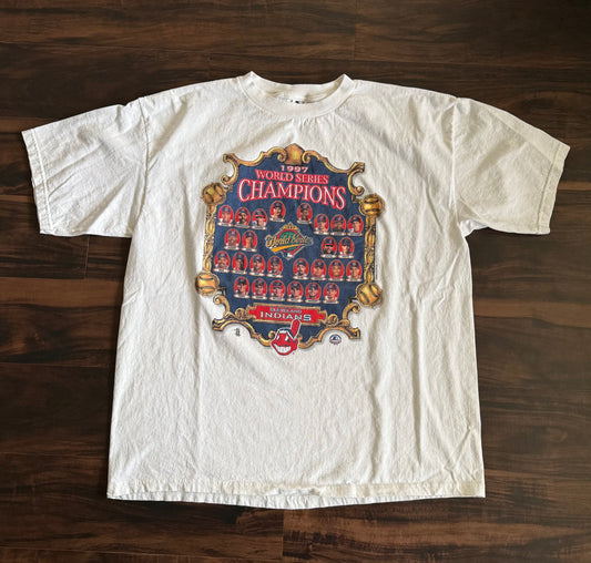Vintage Cleveland Indians 1997 World Series Champions T-Shirt- XL