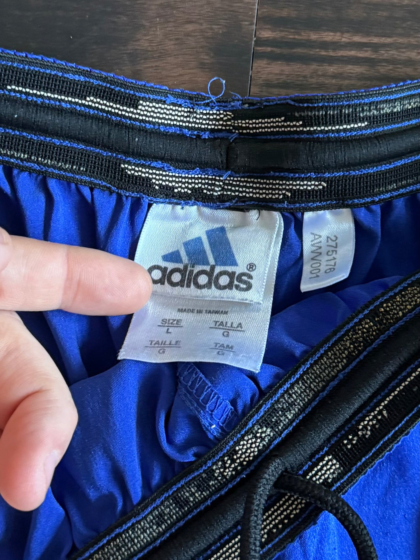 Vintage Adidas Bright Blue Striped Athletic Shorts- L