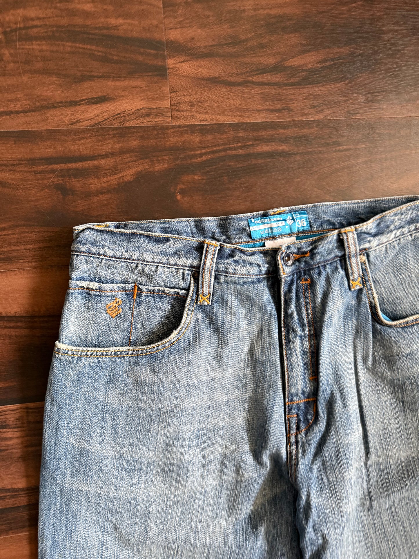 Vintage Y2K Rocawear Light Wash Embroidered Denim Jeans- 36x35