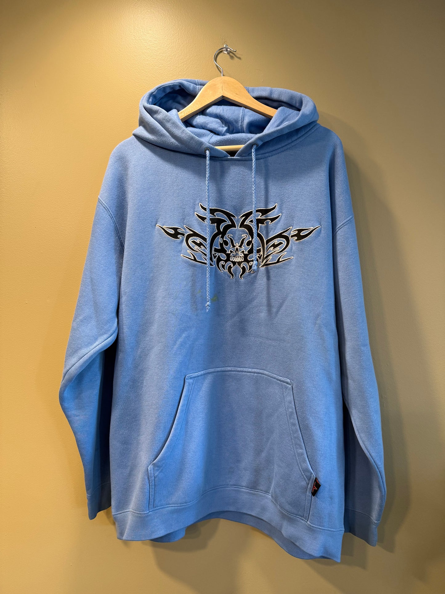 Vintage Y2K Top Heavy Blue Skull Hoodie Sweatshirt- XL