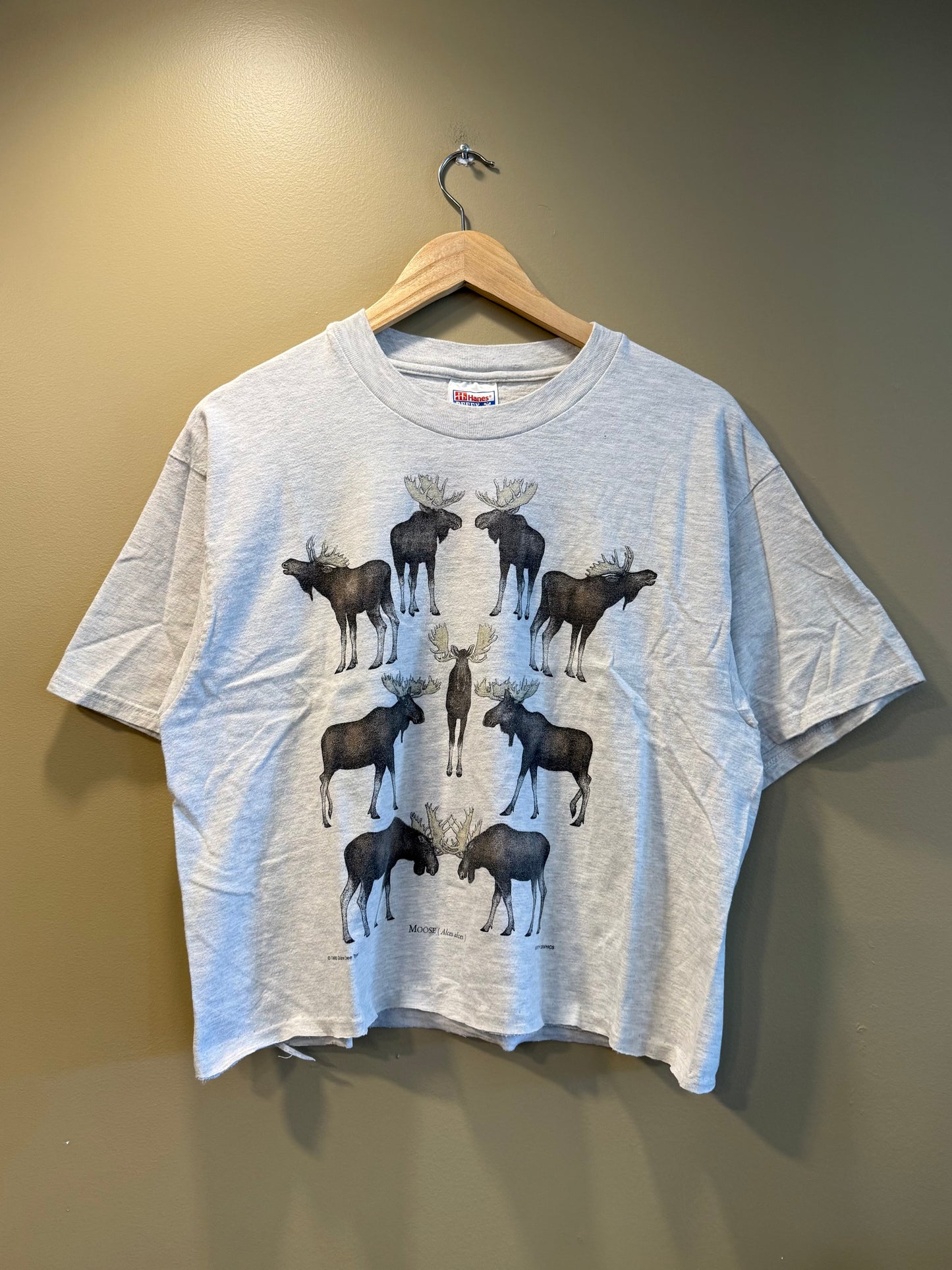Vintage Moose Crop Top Nature T-Shirt- L