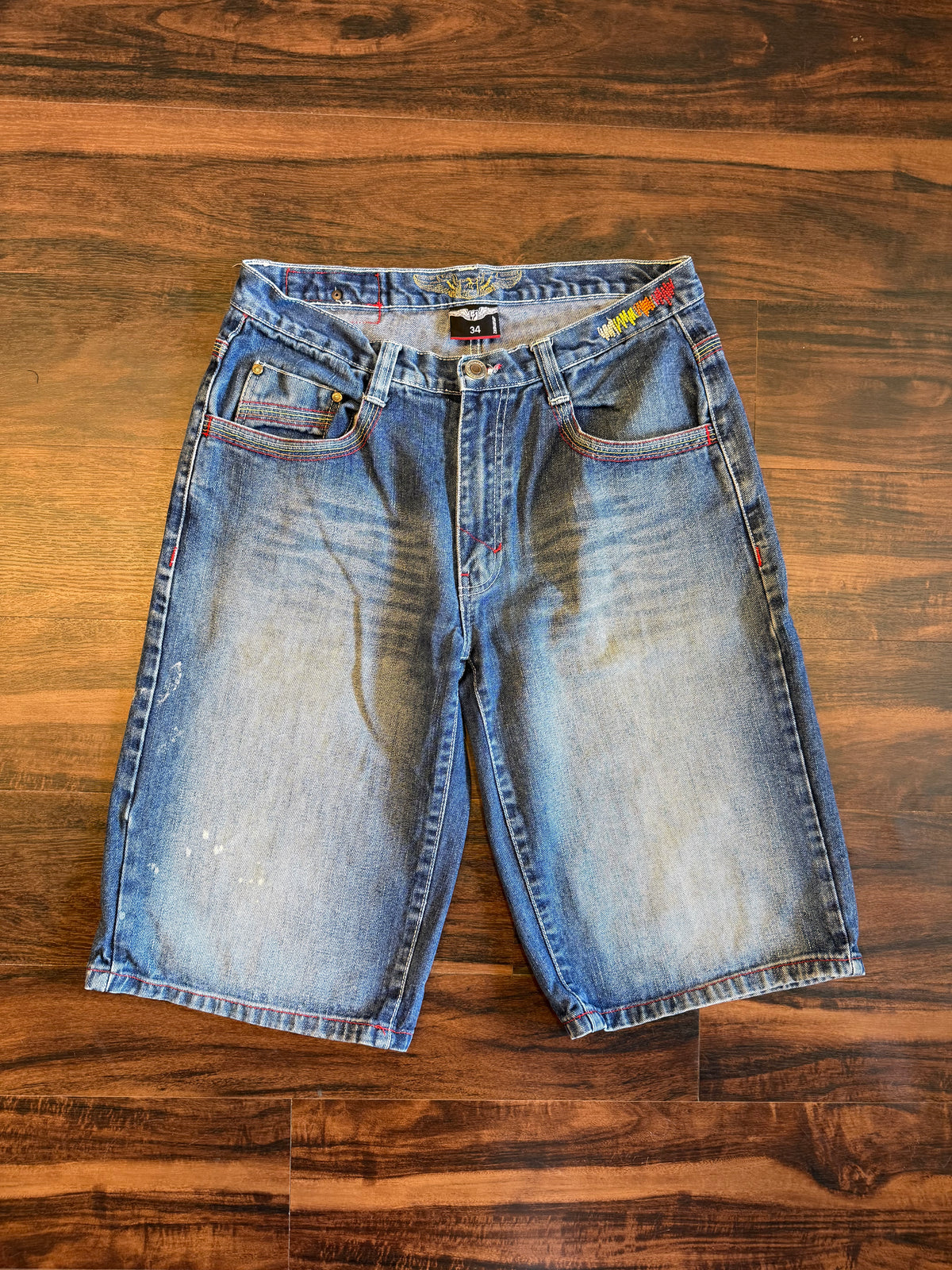 Vintage Embroidered Streetwear Jean Shorts- 34