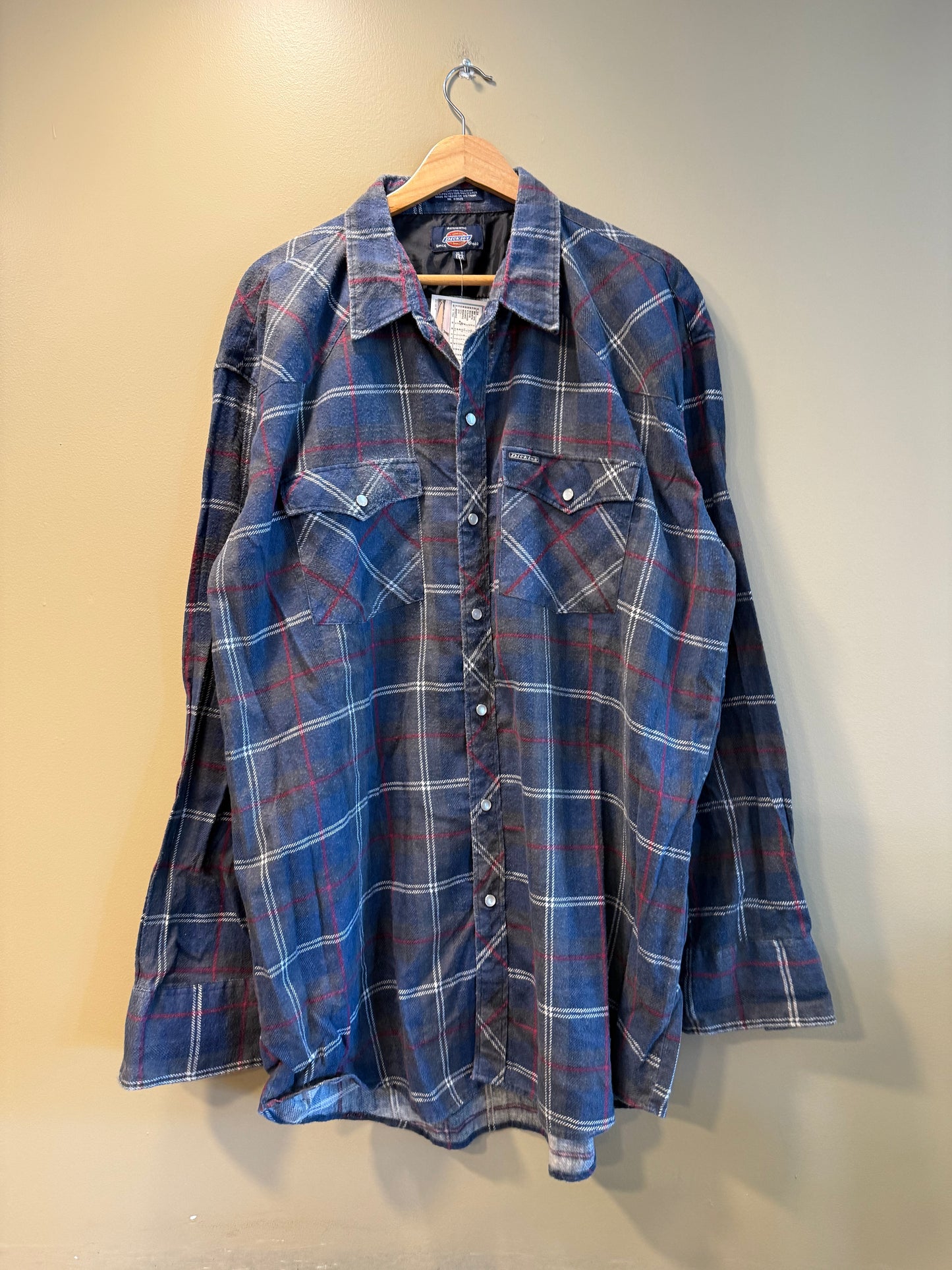Vintage Dickies Gray Pearl Snap Flannel Shirt- XLT