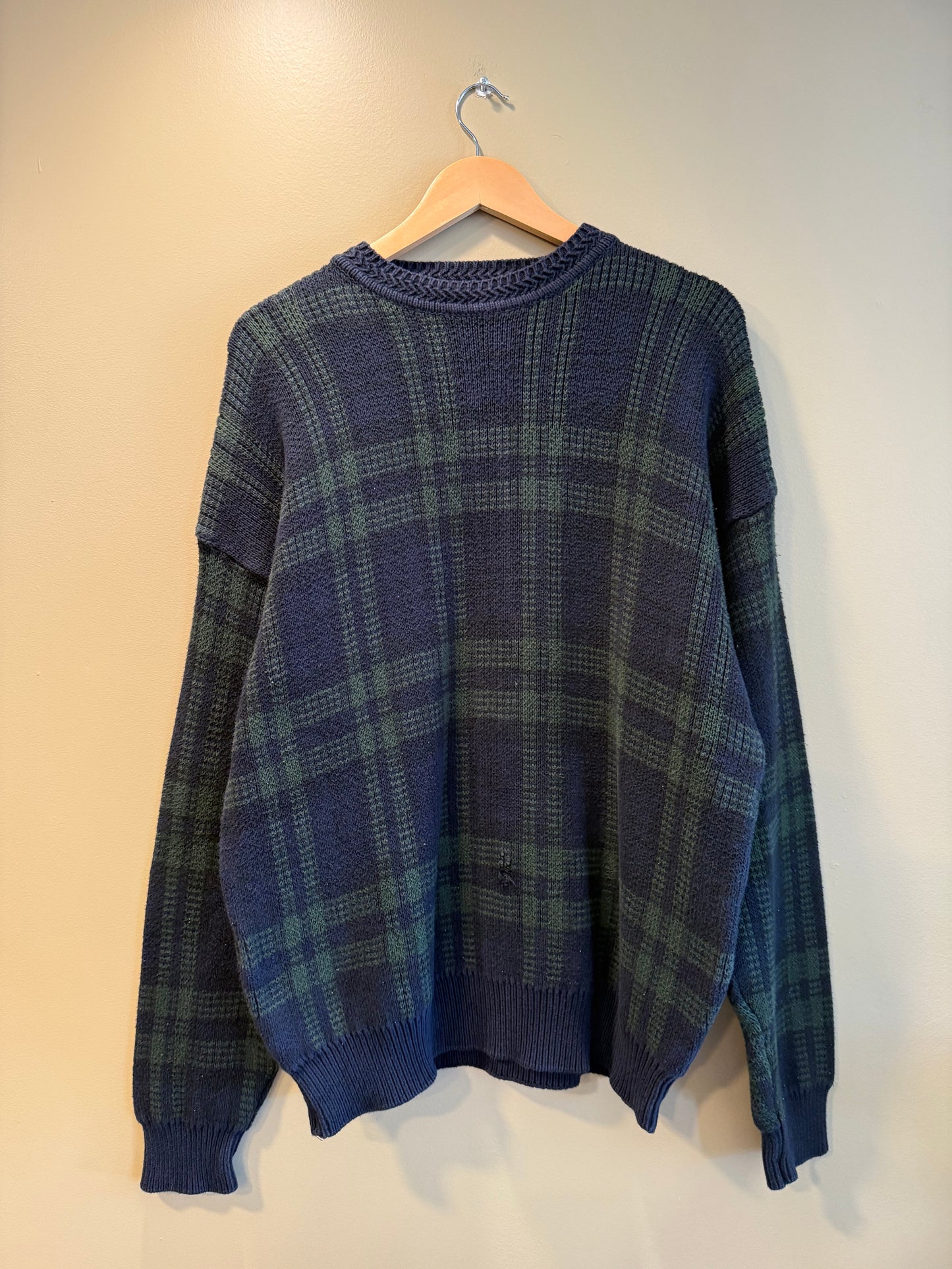 Vintage Boutique Cotton Distressed Checkered Sweater- L