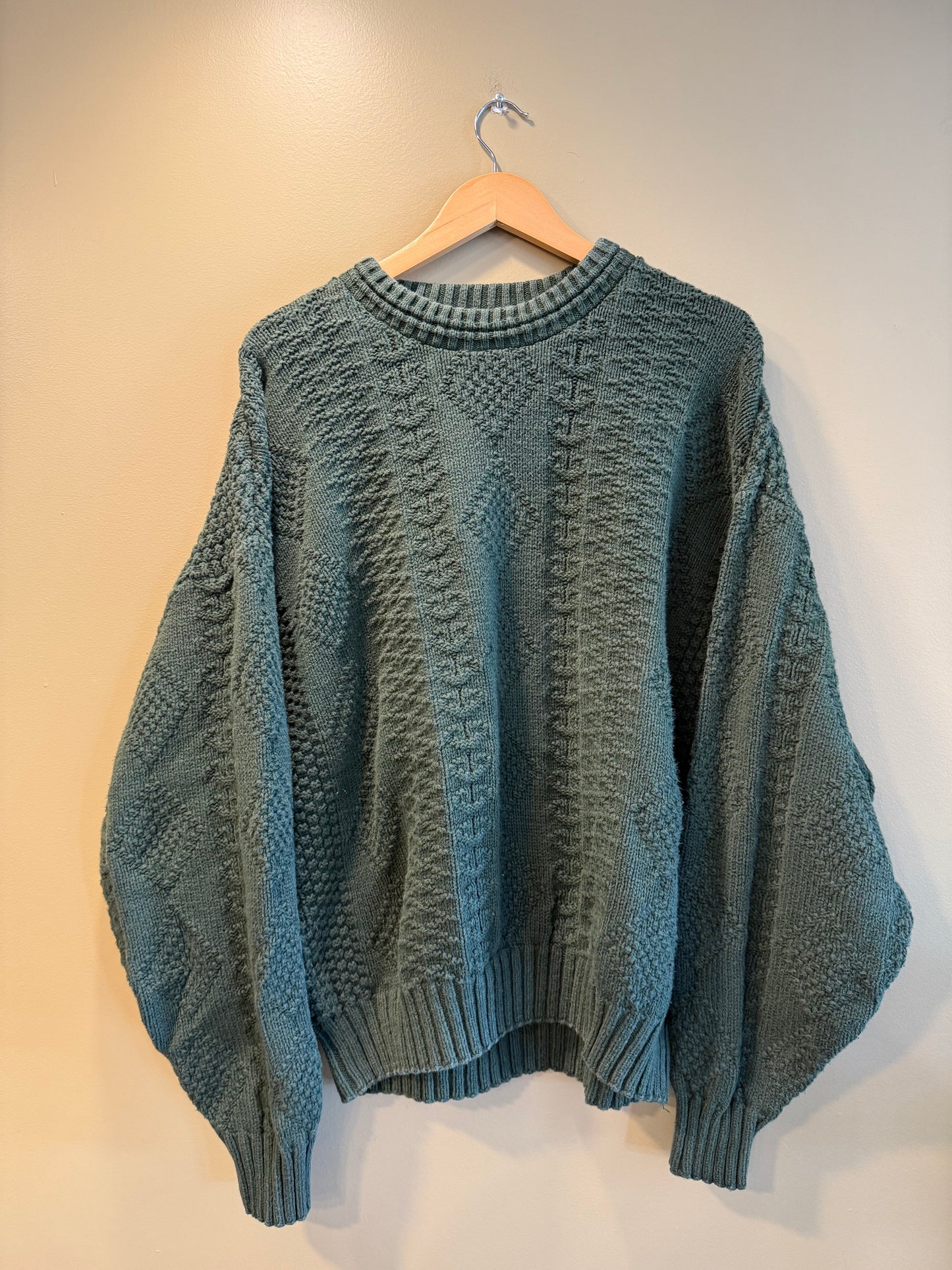 Vintage Lake Harmony Green Knit Cotton Sweater- XL