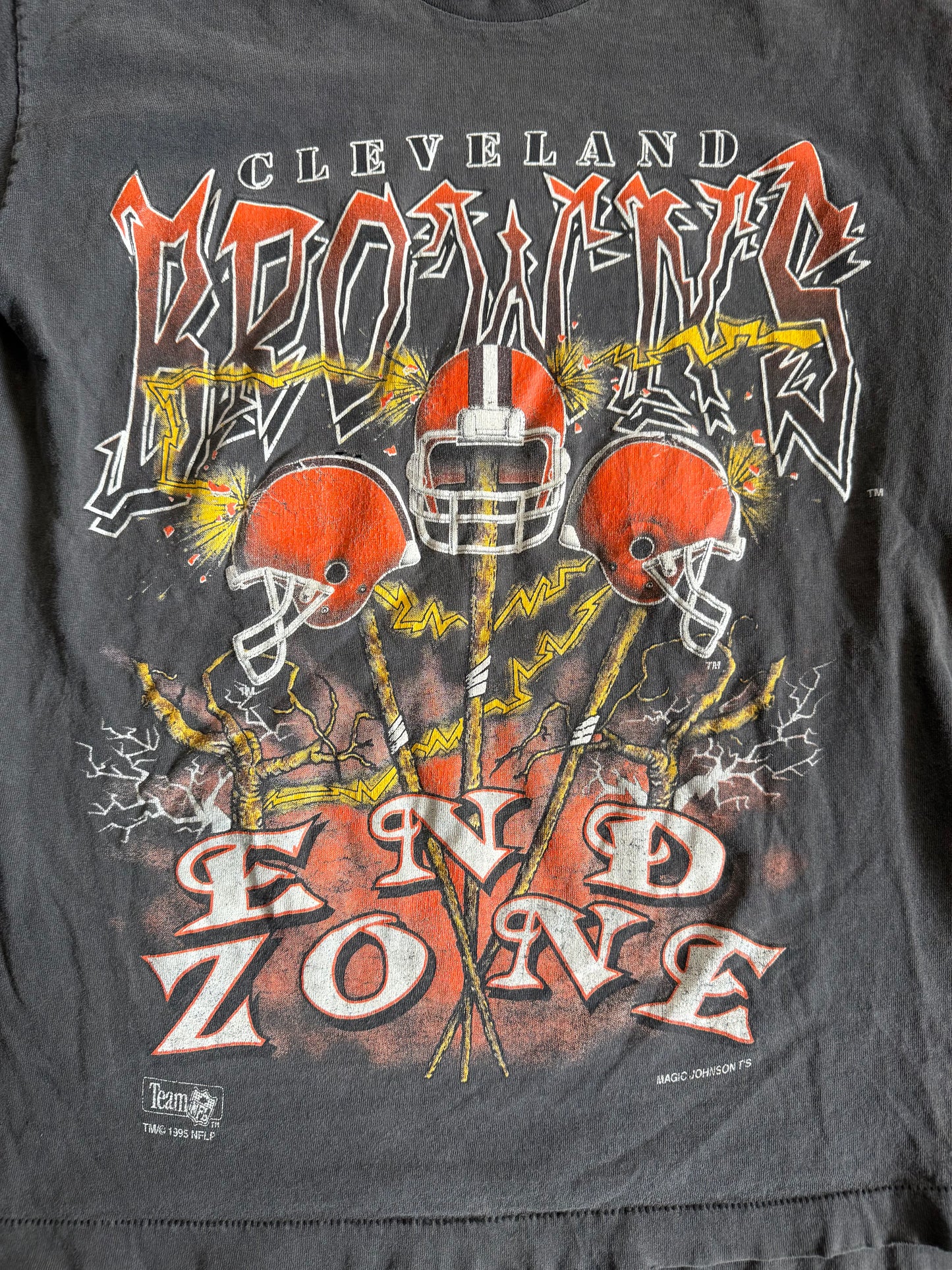 Vintage Cleveland Browns End Zone Magic Johnson Faded Black T-Shirt- S