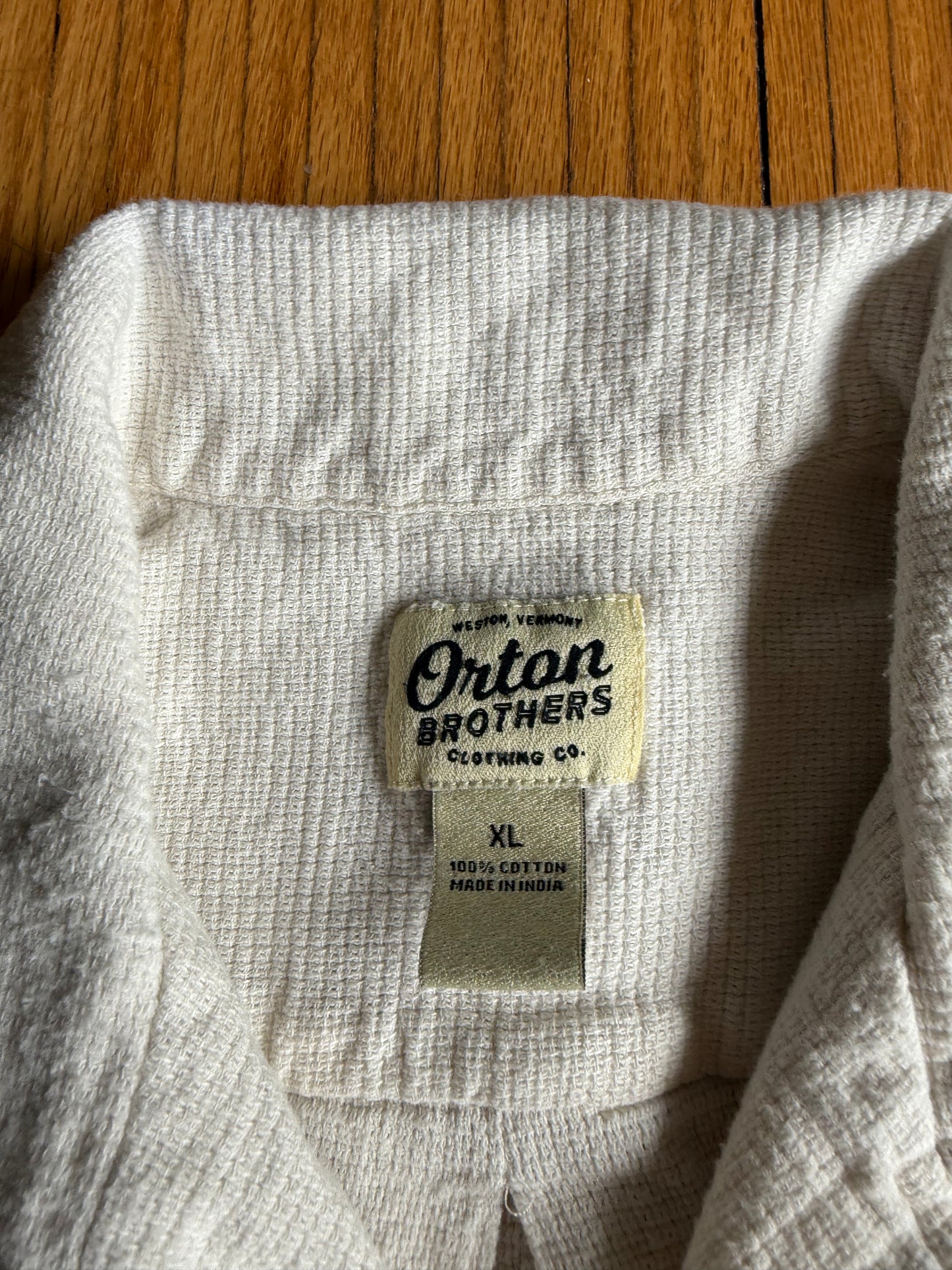 Vintage Orton Brothers Off White Linen Camp Collar Button-Down Shirt- XL
