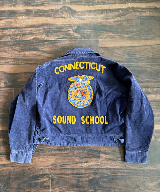 Vintage 1980s FFA Connecticut Sound School Corduroy Jacket- M