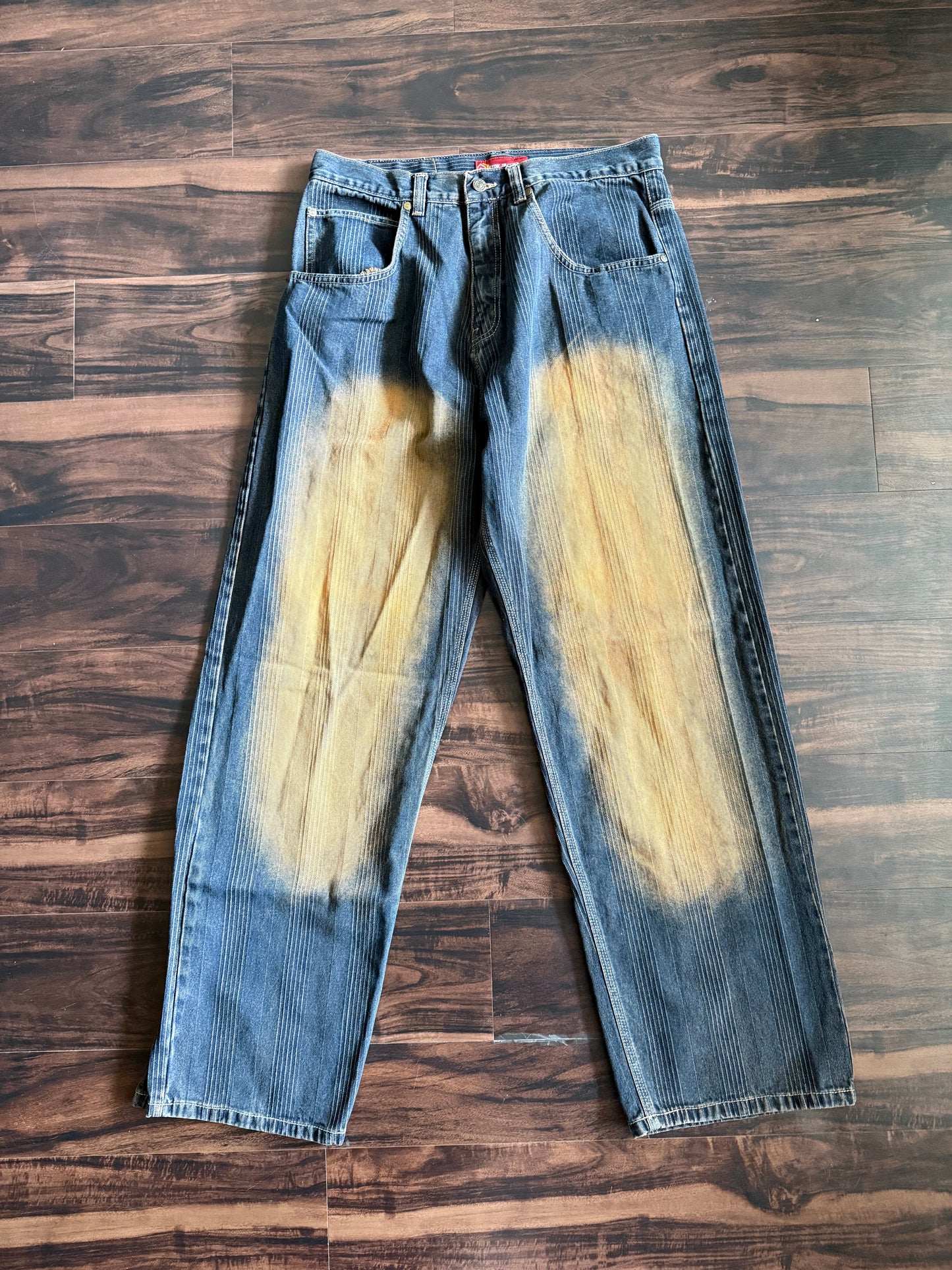 Vintage Y2K Risk Jeans Faded Dark Wash Denim Jeans- 34x34