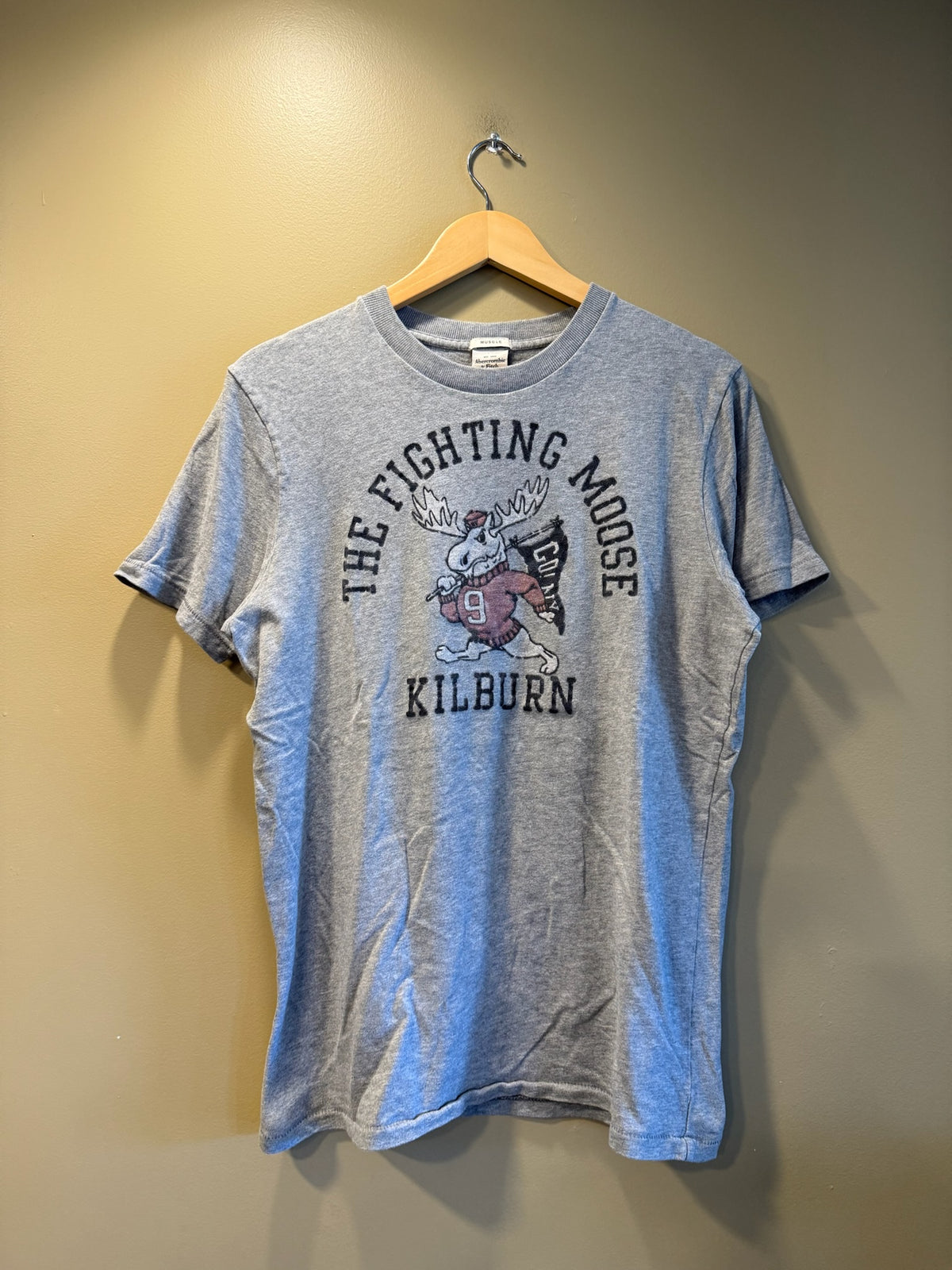 Vintage Y2K Abercrombie & Fitch Kilburn The Fighting Moose Fitted T-Shirt - L